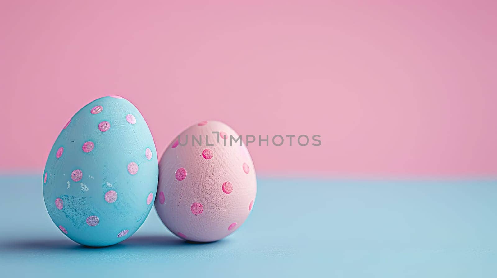 Easter eggs on blank background with pastel colours, leaving ample space for text. by Manastrong