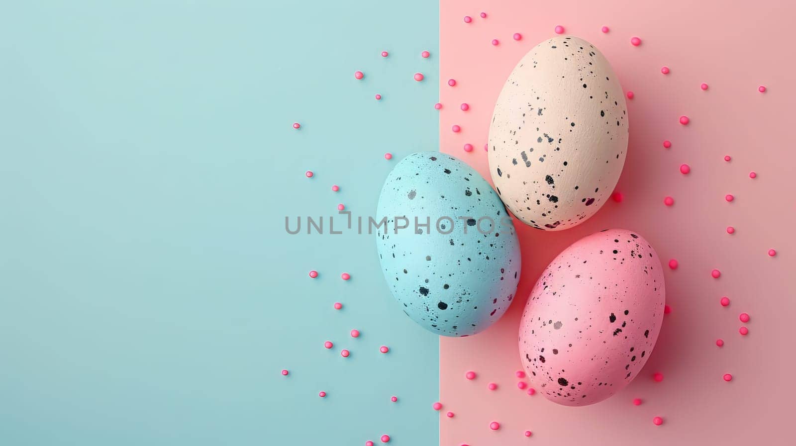 Easter eggs on blank background with pastel colours, leaving ample space for text. by Manastrong