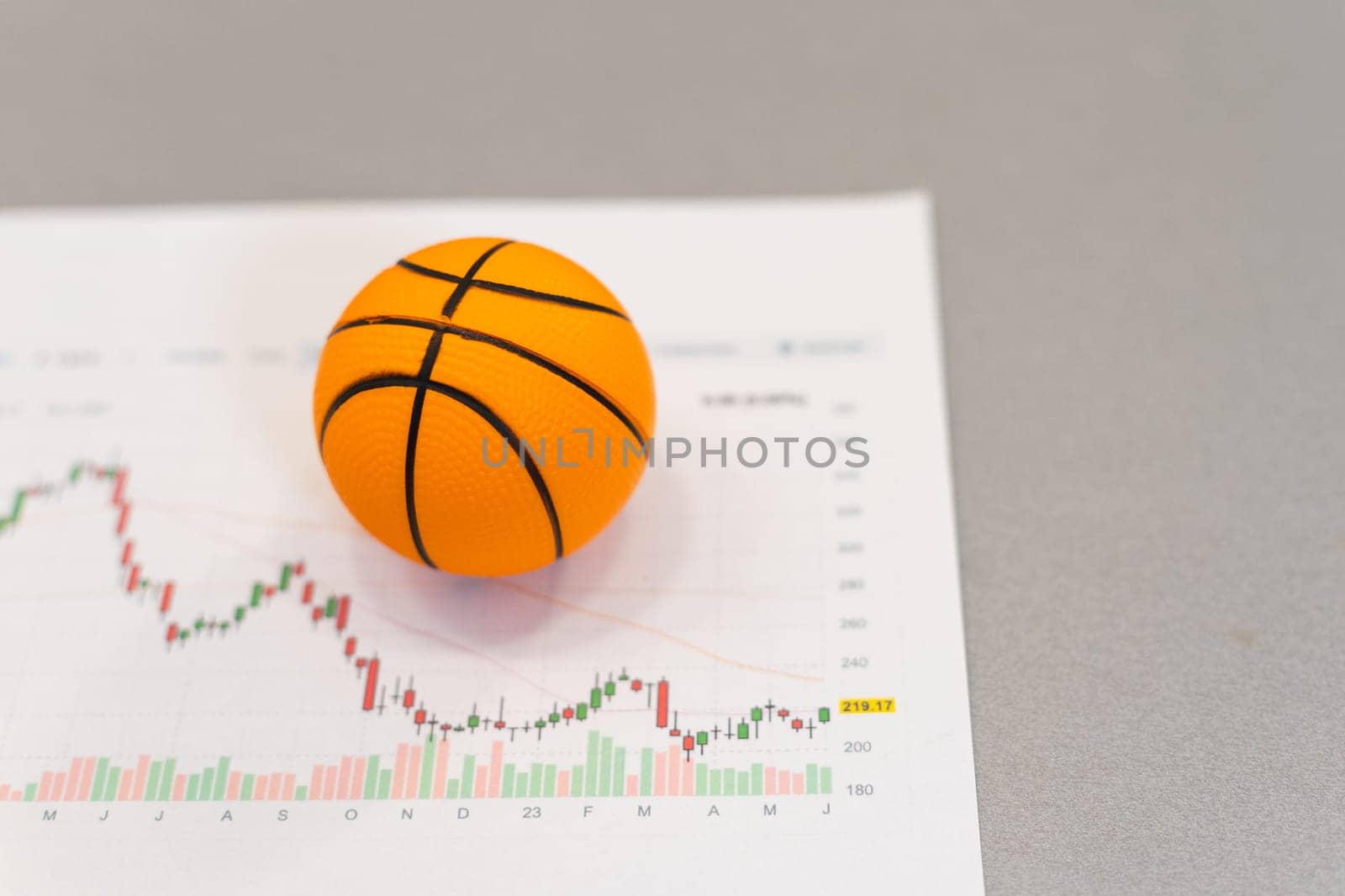 Basketball ball with chart isolated on white background. 3d illustration by Andelov13