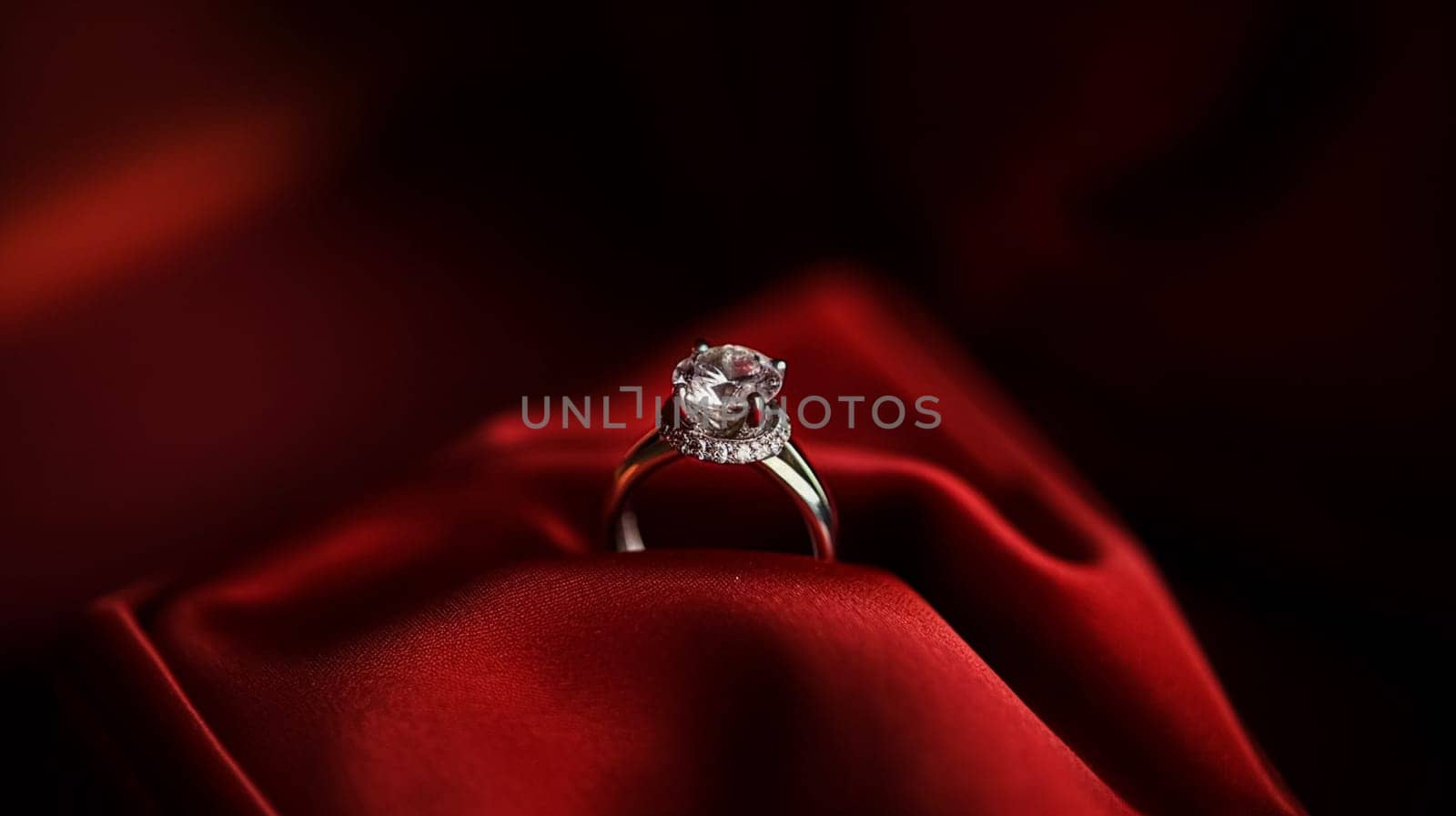 Jewellery, proposal and holiday gift, diamond engagement ring as symbol of love, romance and commitment by Anneleven