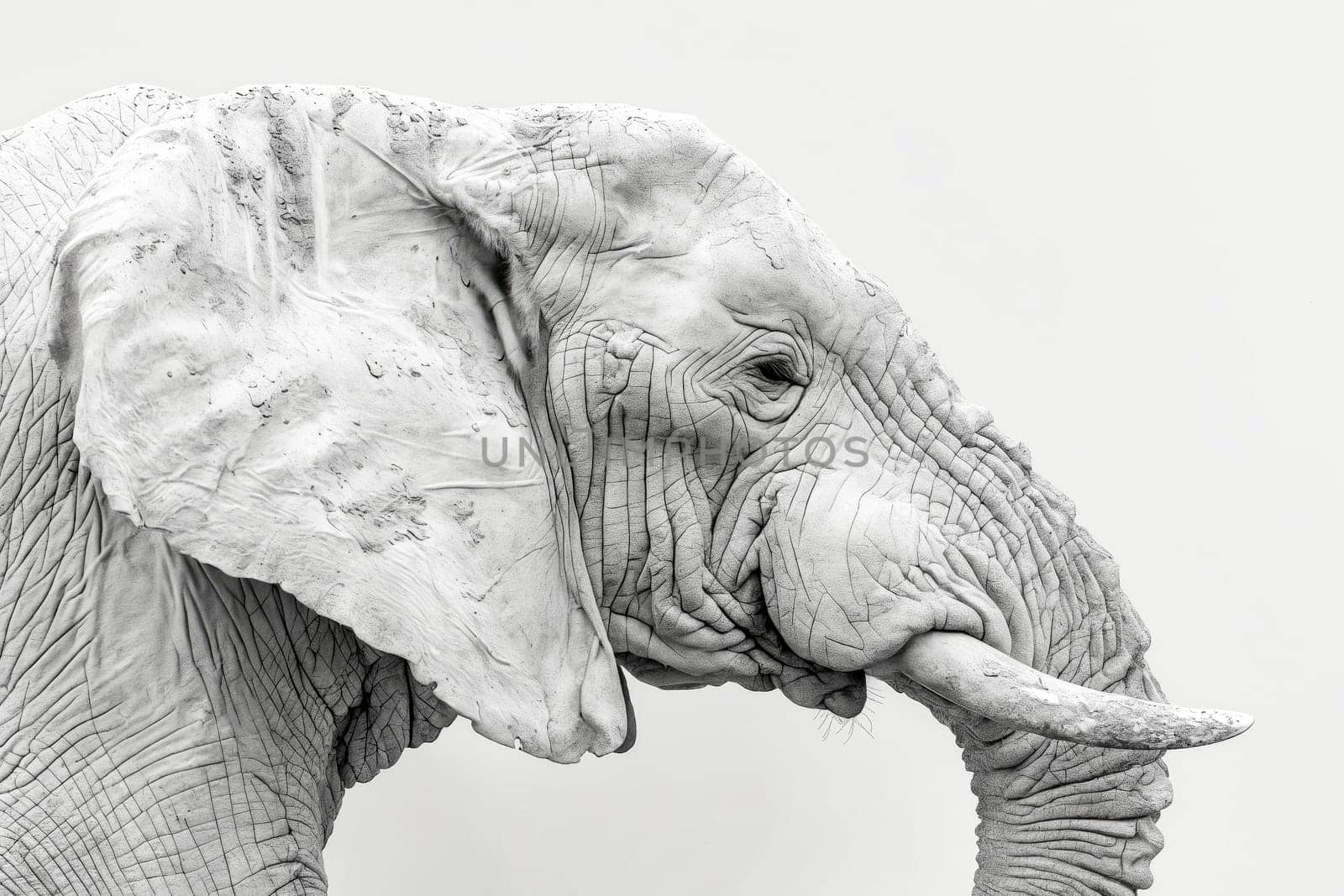 Large elephant with white background. Generative AI.