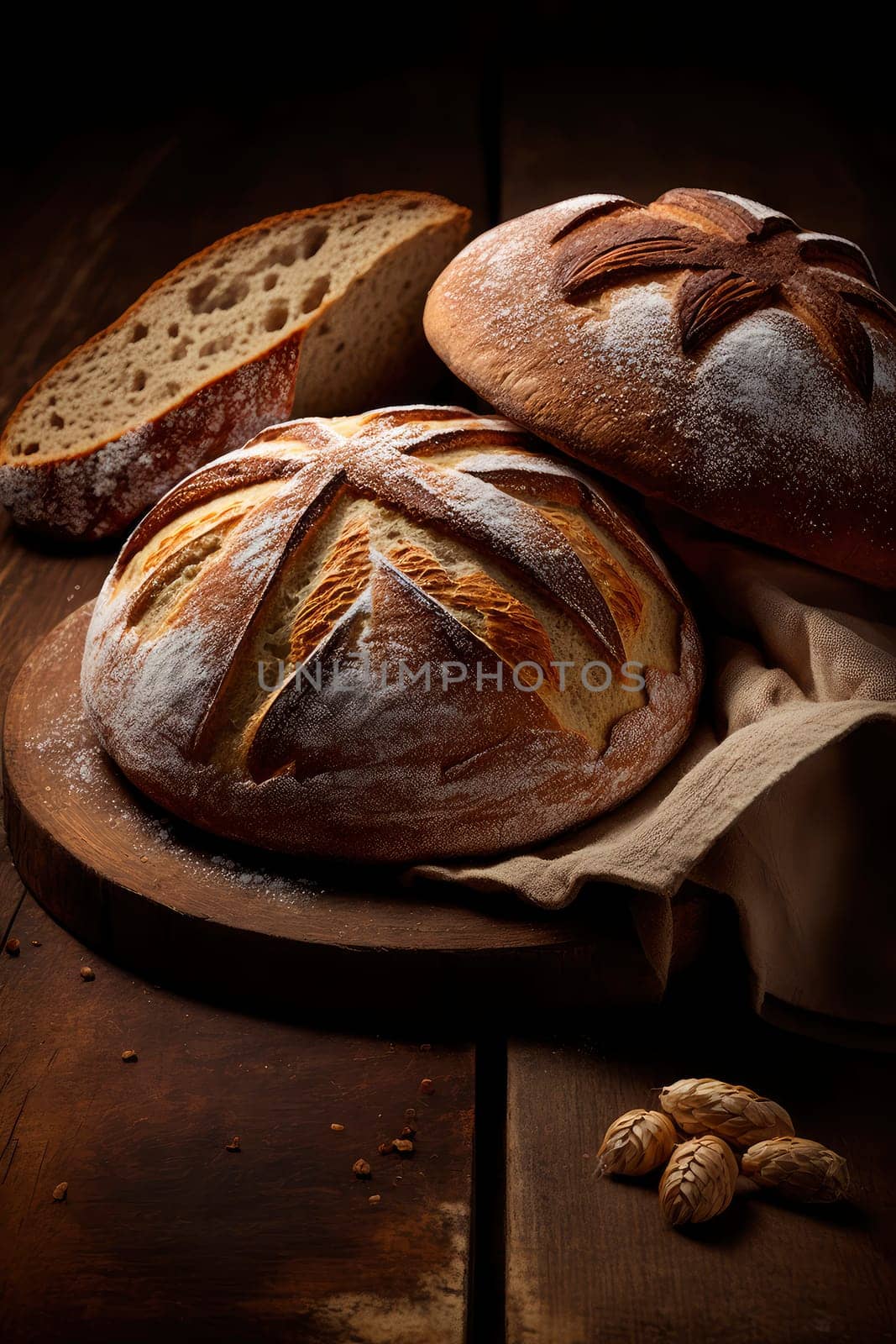 freshly baked bread on the table. by yanadjana