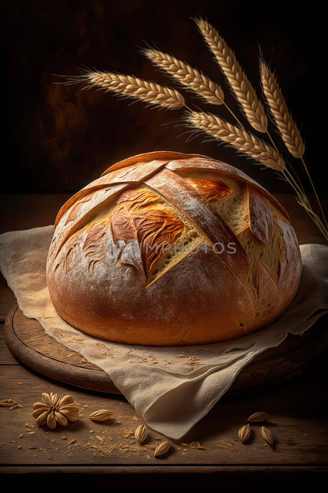 freshly baked bread on the table. by yanadjana