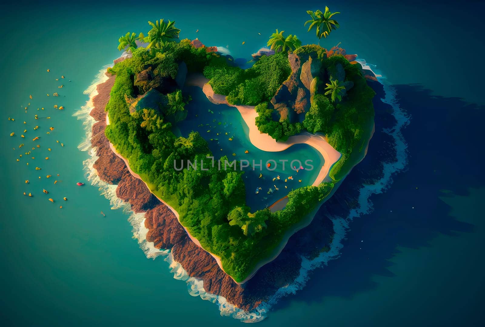Island in the shape of a heart. by yanadjana