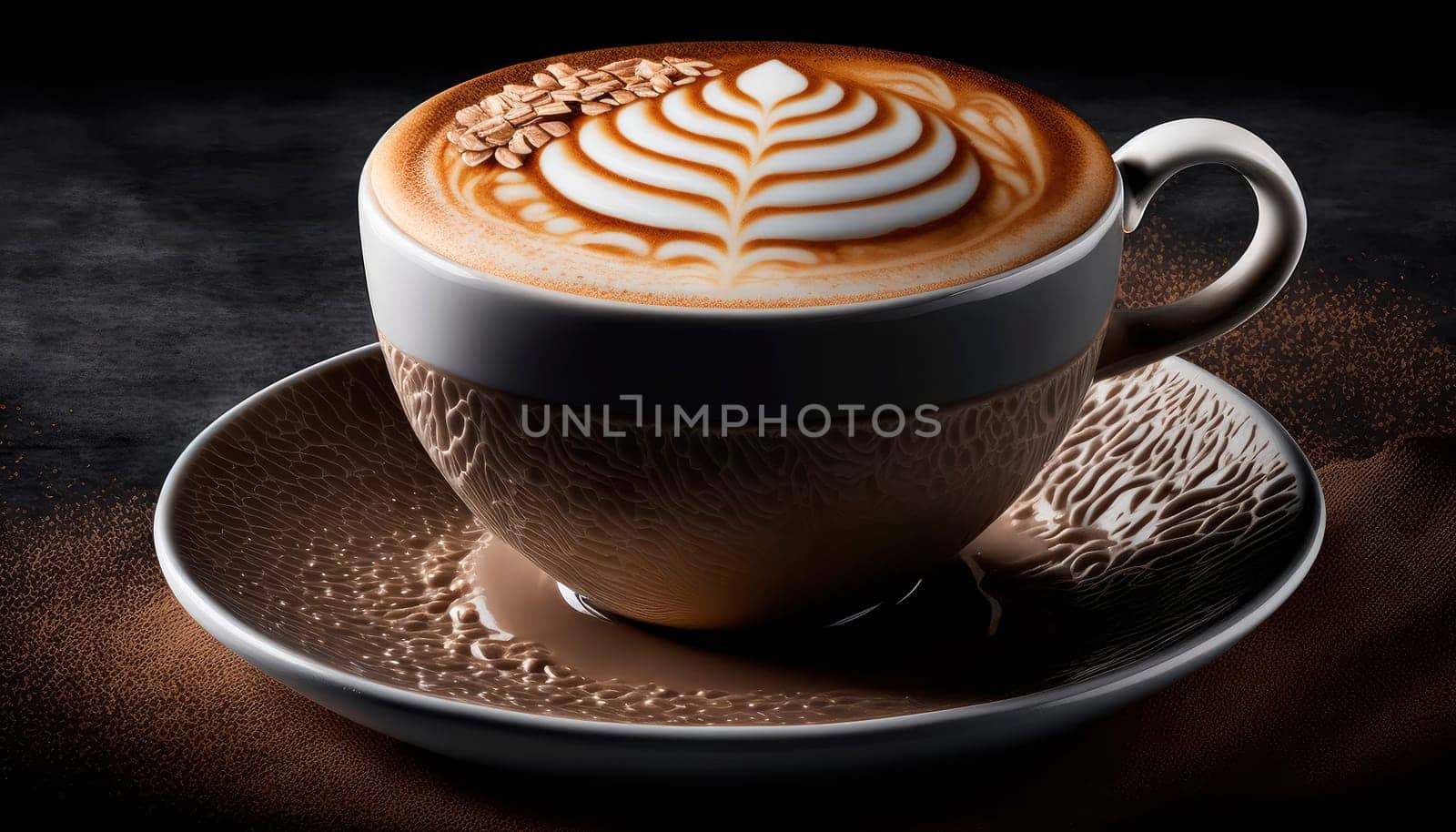 Cup with hot latte. Generative AI,