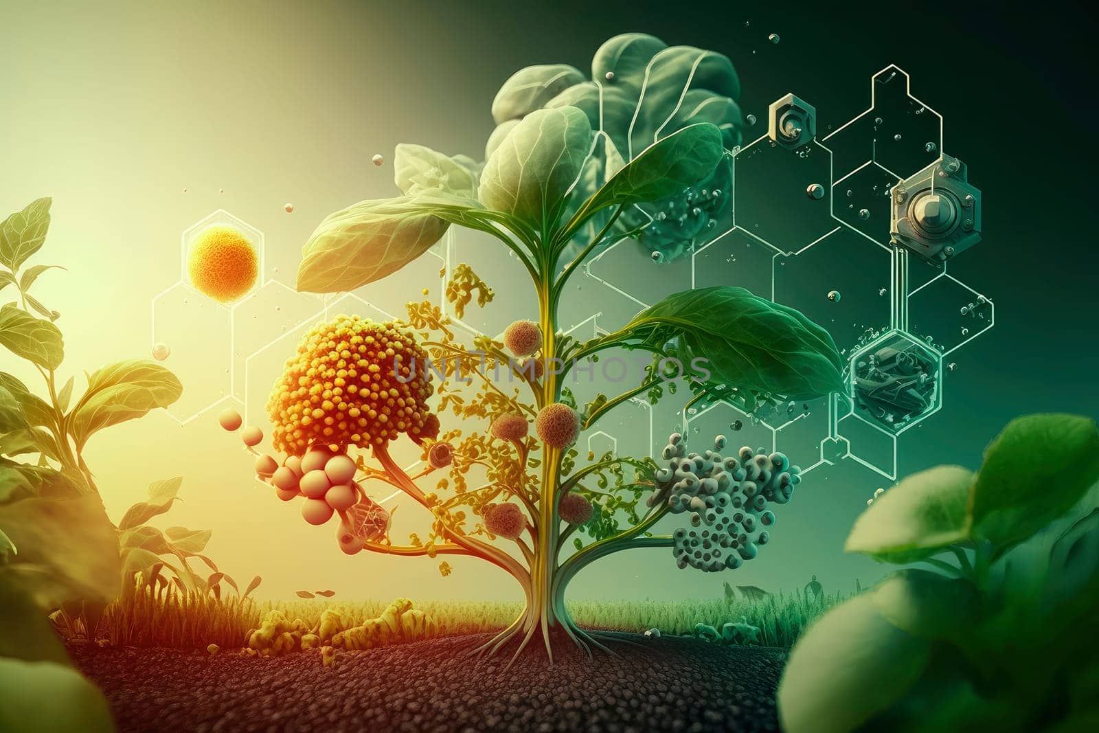 Agricultural technologies for growing plants and scientific research concept created with technology generative Ai