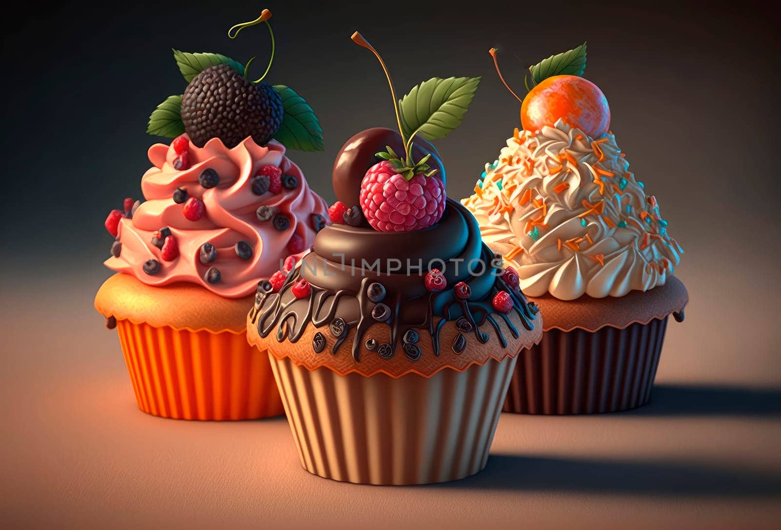 Beautiful natural cupcakes. Generative AI,