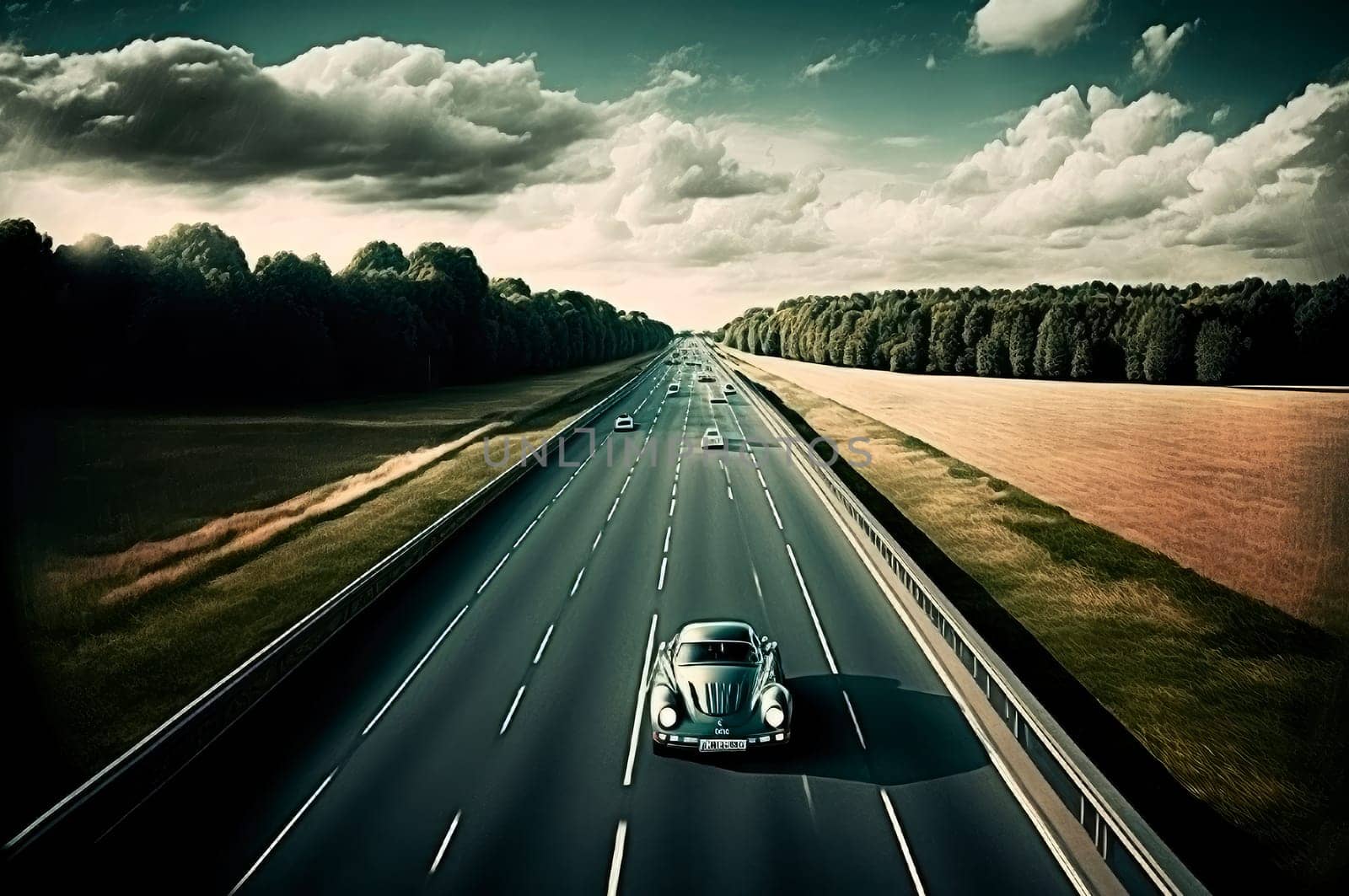 cars drive along the road on the autobahn highway. by yanadjana