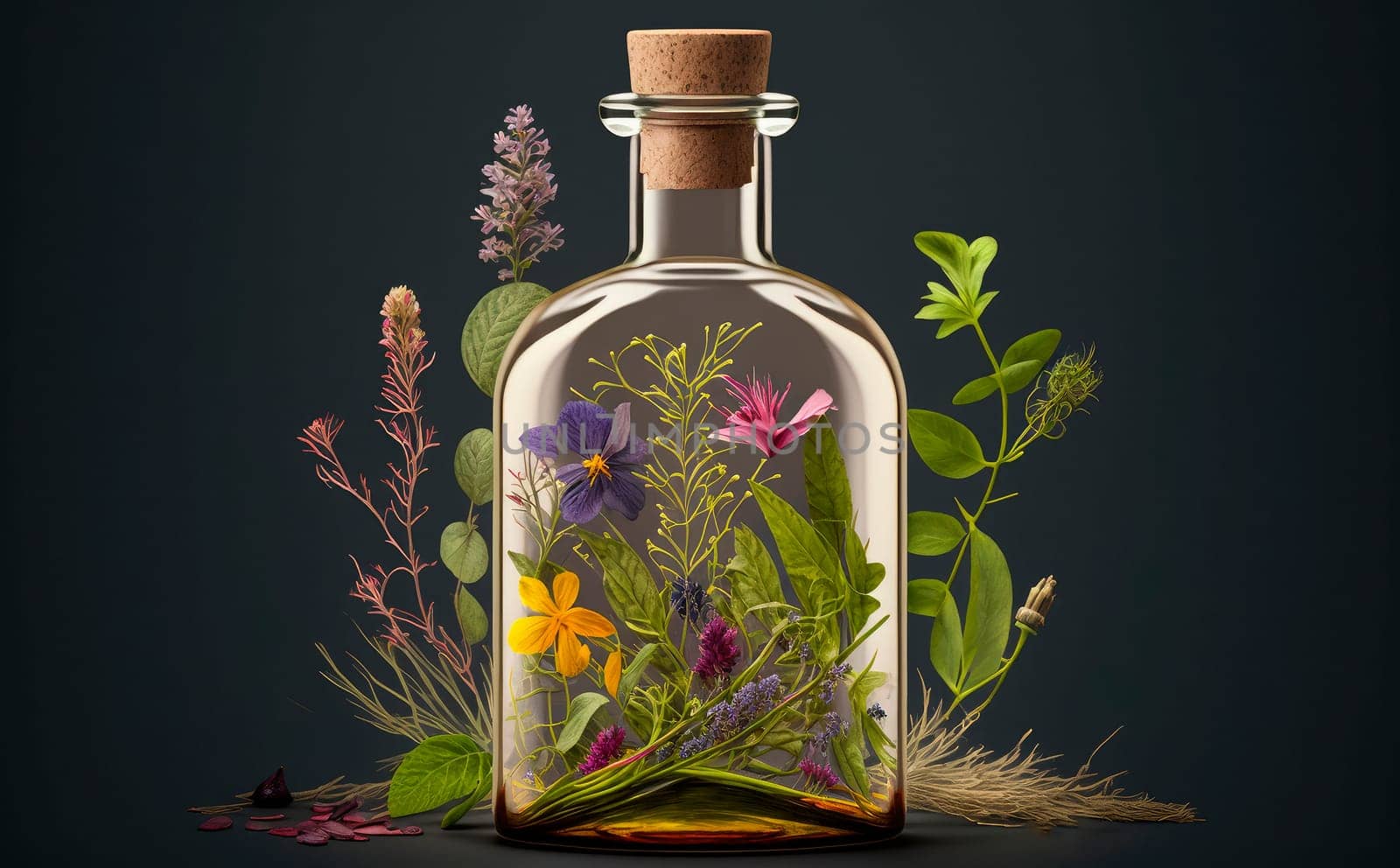 Herb oil bottles homeopathy herbs. by yanadjana