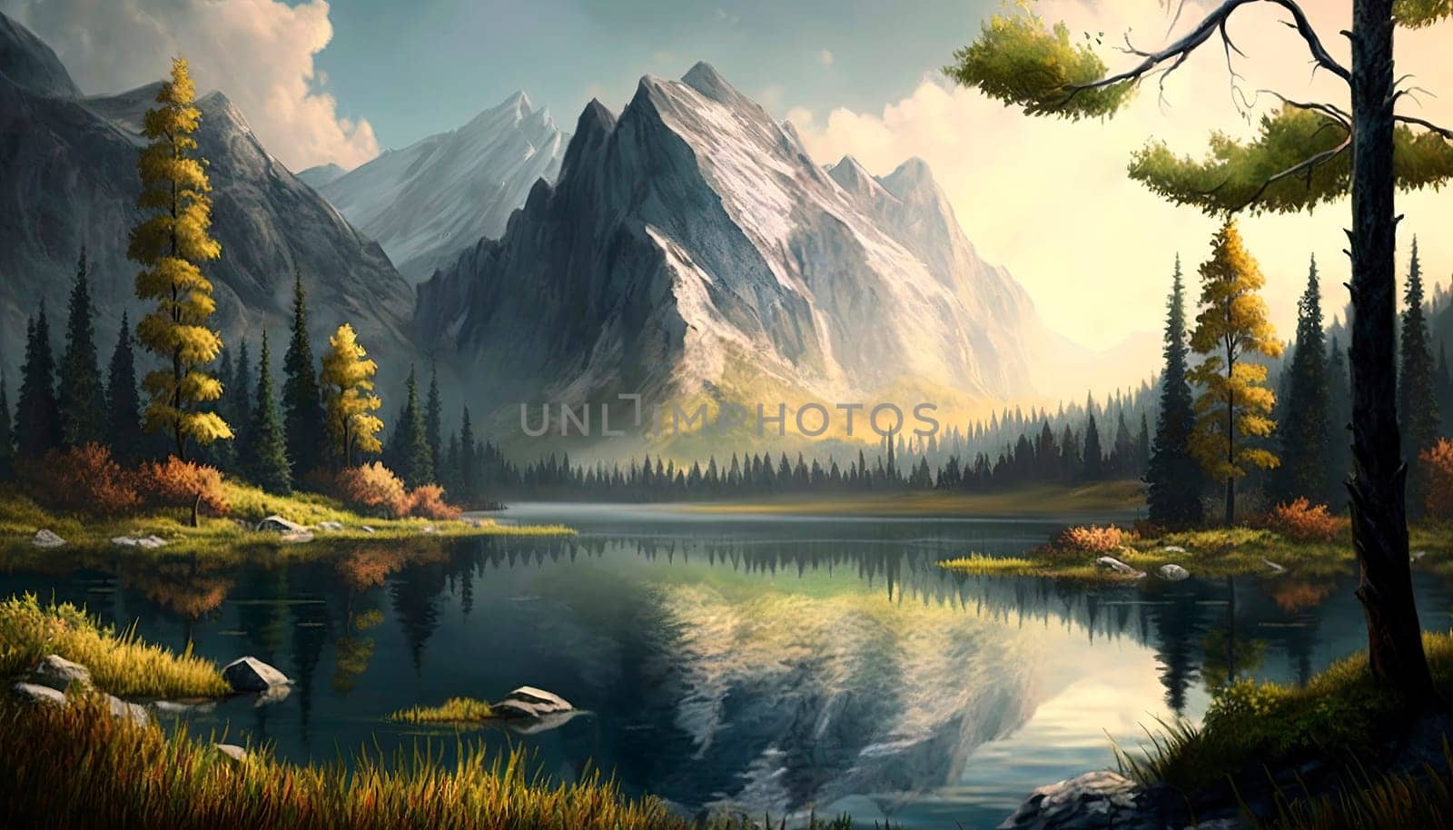beautiful landscape with a river. by yanadjana