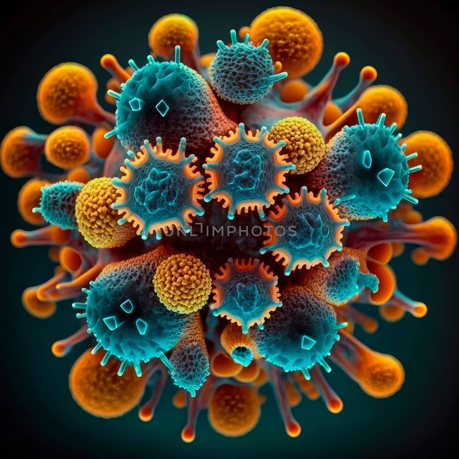 coronavirus flu under the microscope. Generative AI,