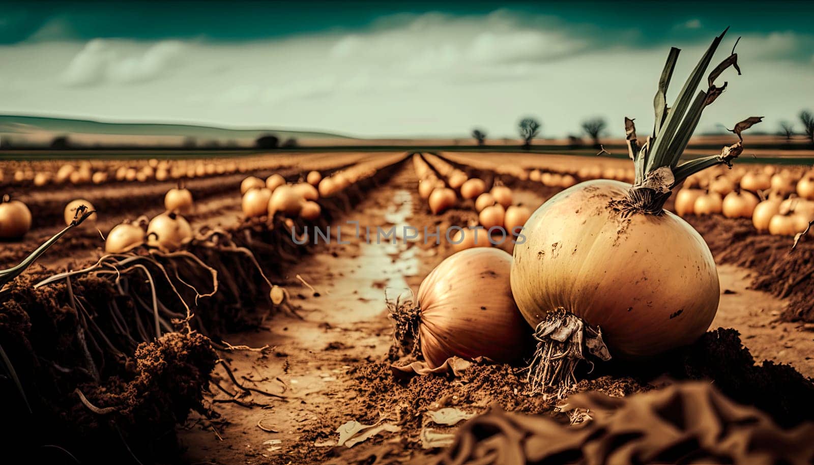 Onion harvest in the garden. by yanadjana