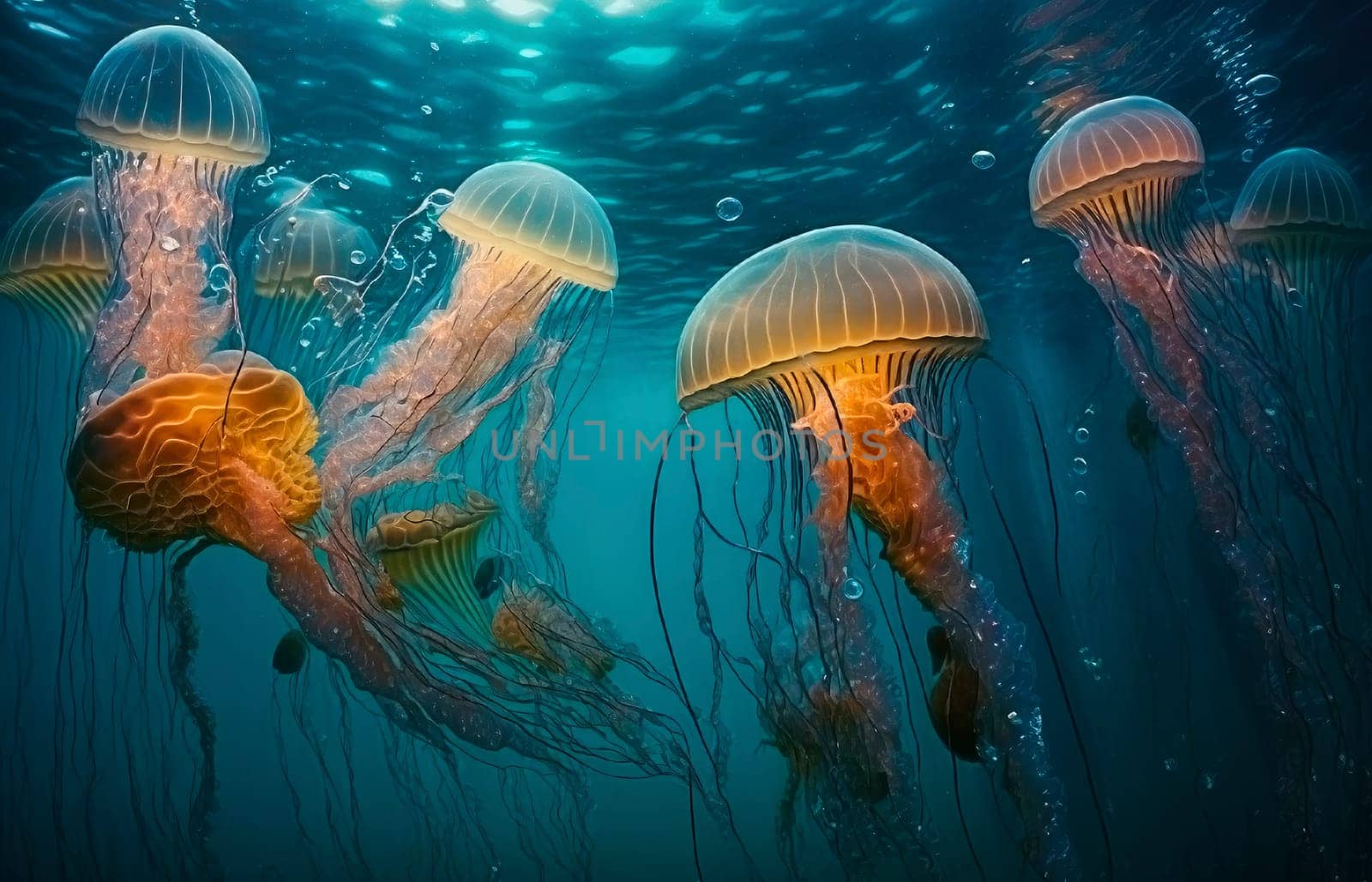 jellyfish in the sea. by yanadjana