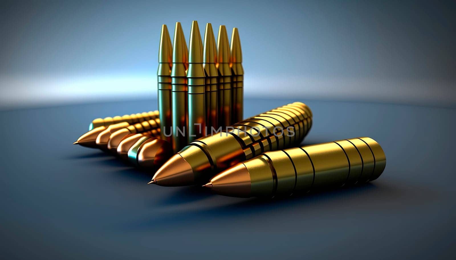 pistol and machine gun bullets. Generative AI,