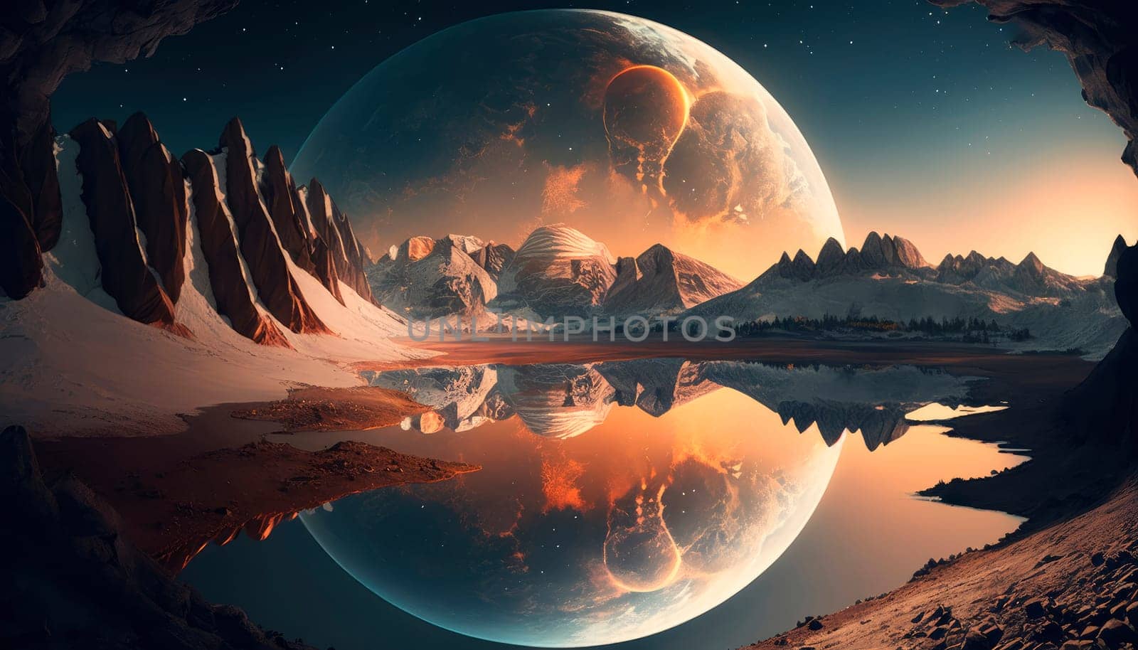 space landscape with moon and sun. by yanadjana