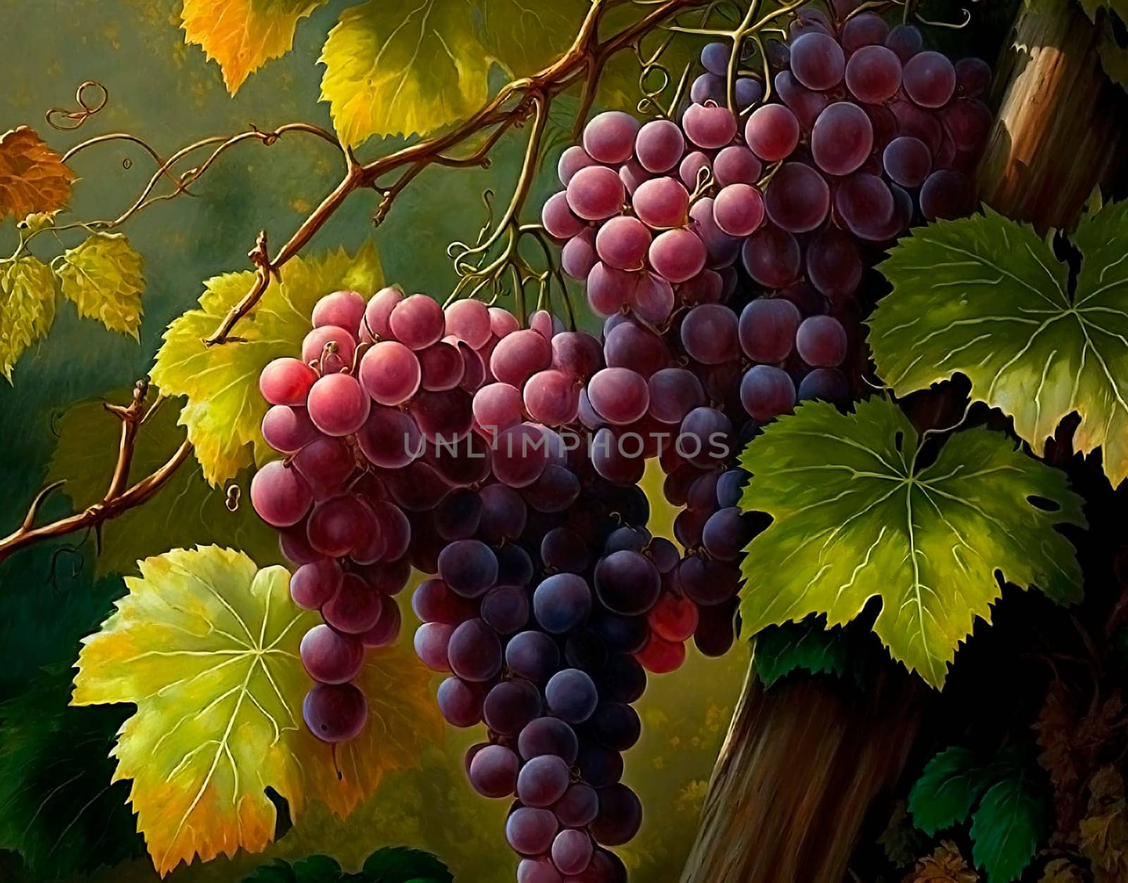 beautiful branches of ripe grapes. by yanadjana