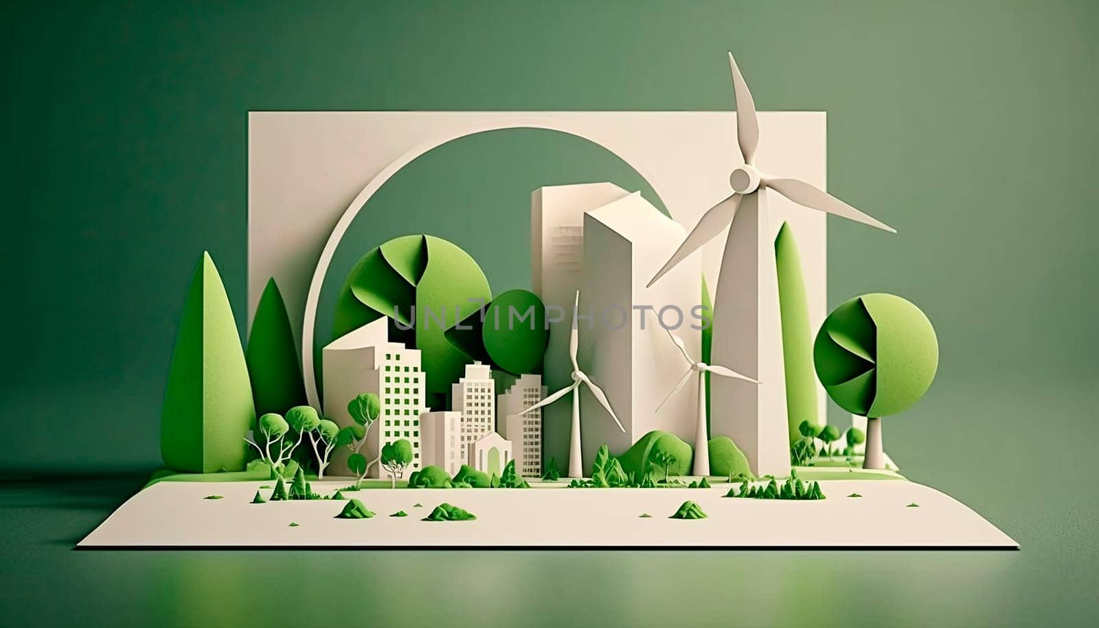 Mock up green city layout with paper, alternative energy. by yanadjana