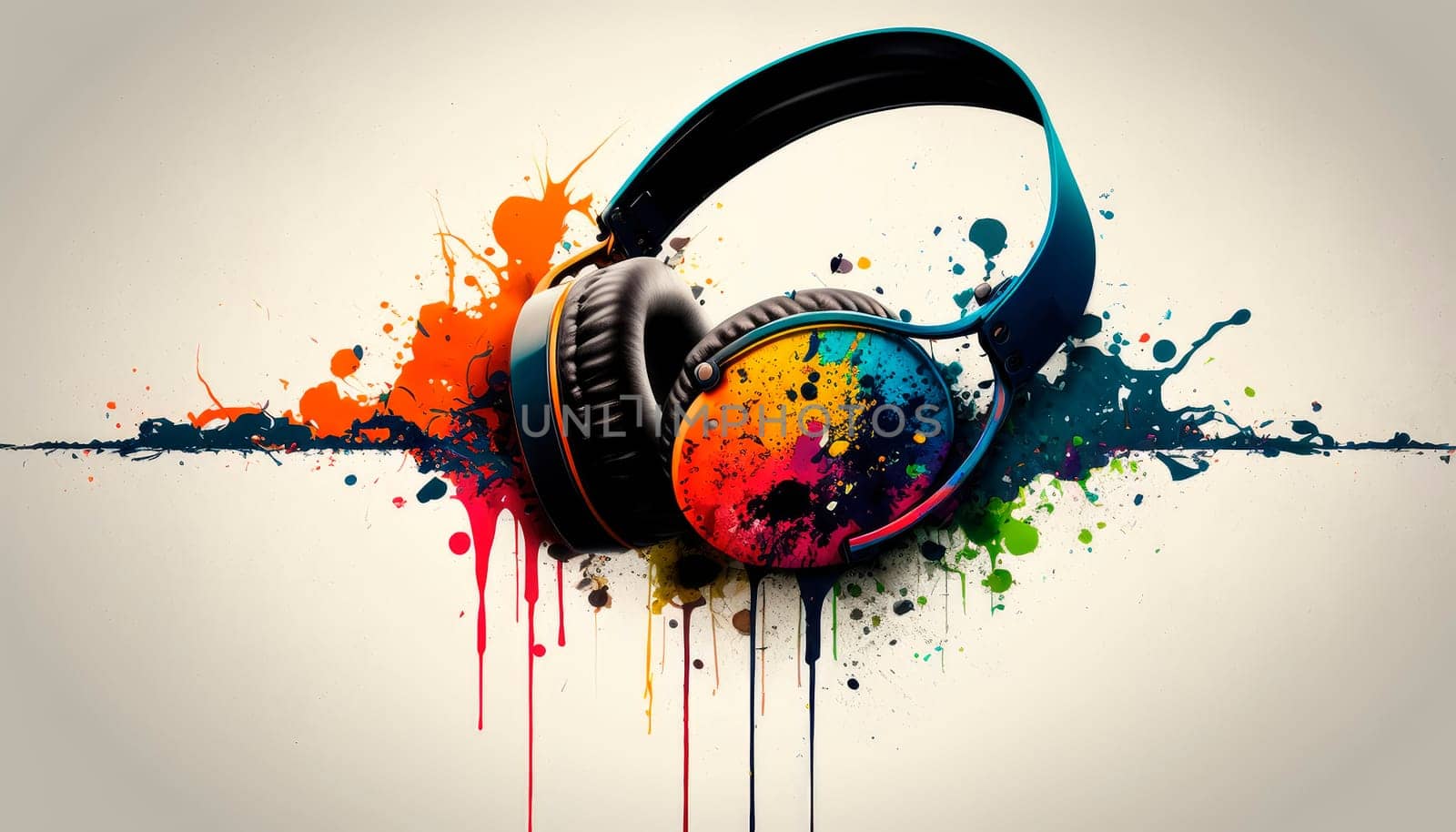 headphone bright colors. Generative AI,
