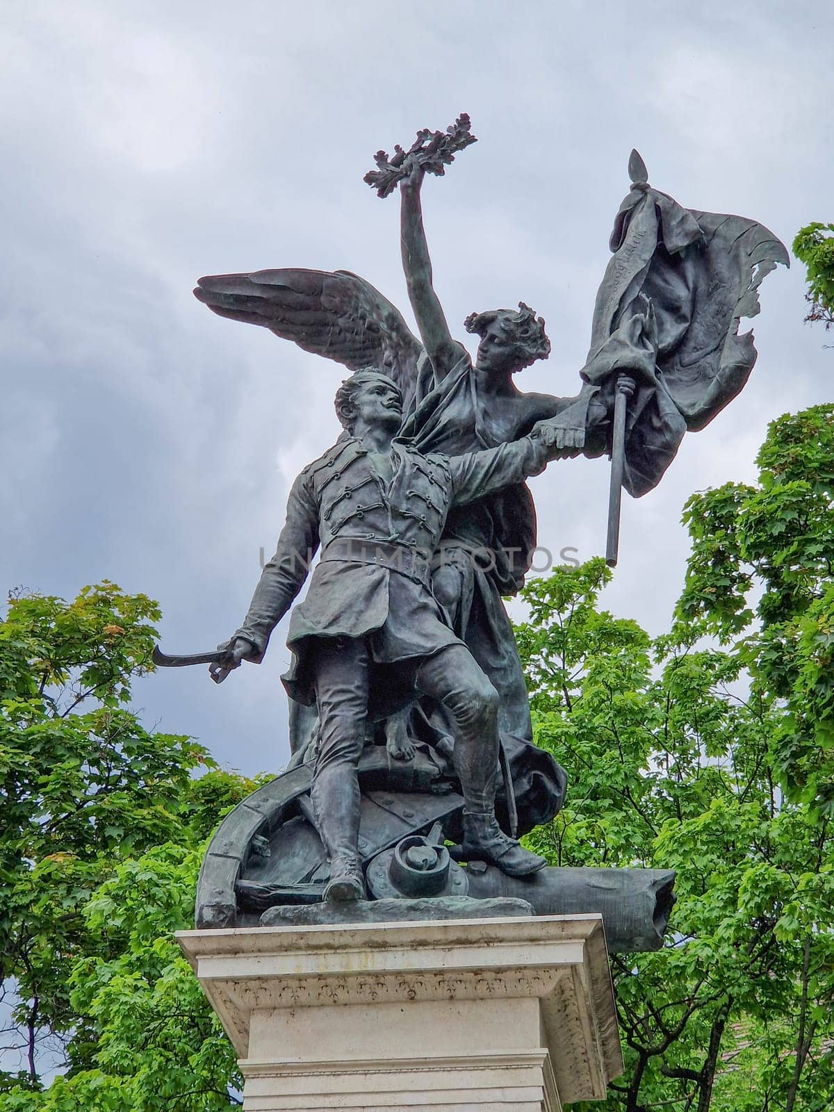 BUDAPEST/HUNGARY - 2023-05-06: Statue of the Independence War (Hungarian: Honvéd-szobor)