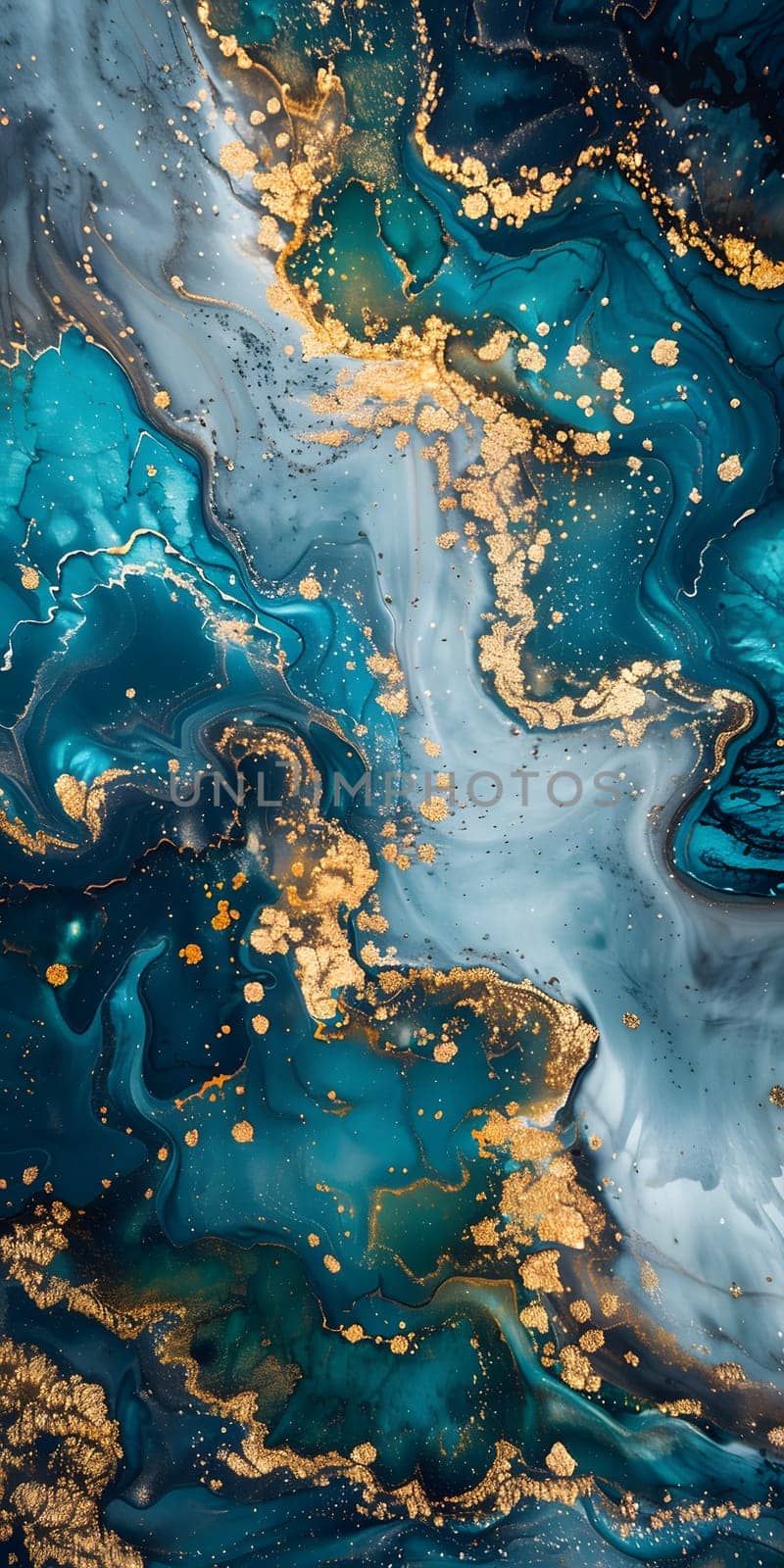 a close up of a blue and gold marble texture by Nadtochiy