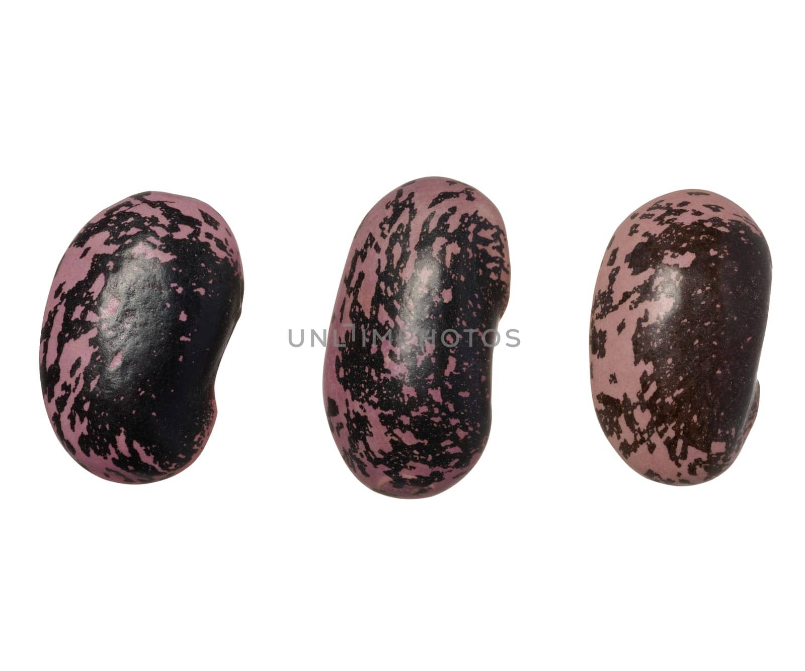 Raw brown beans on isolated background, top view