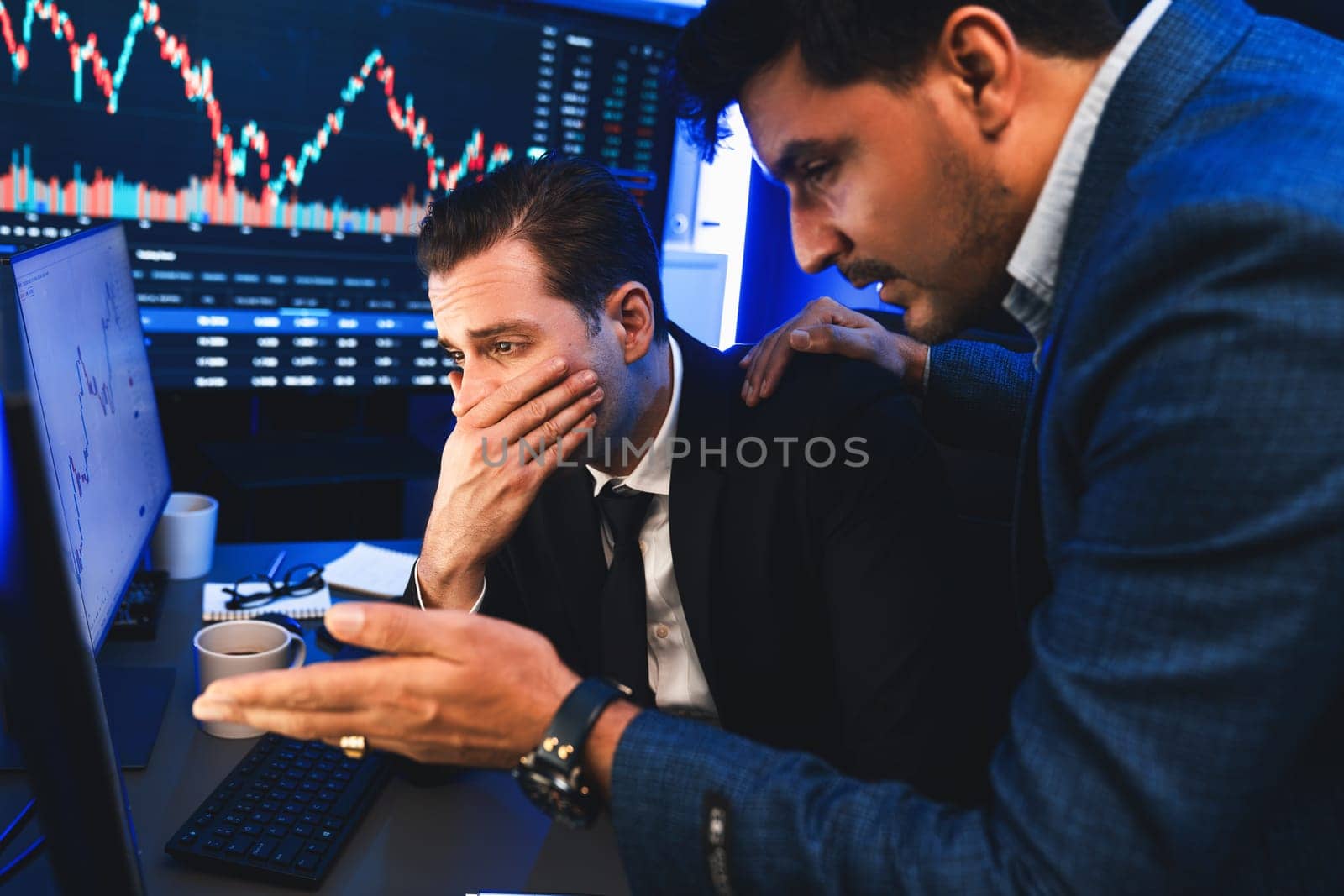 Stressful two stock investors with disappointed face. Sellable. by biancoblue