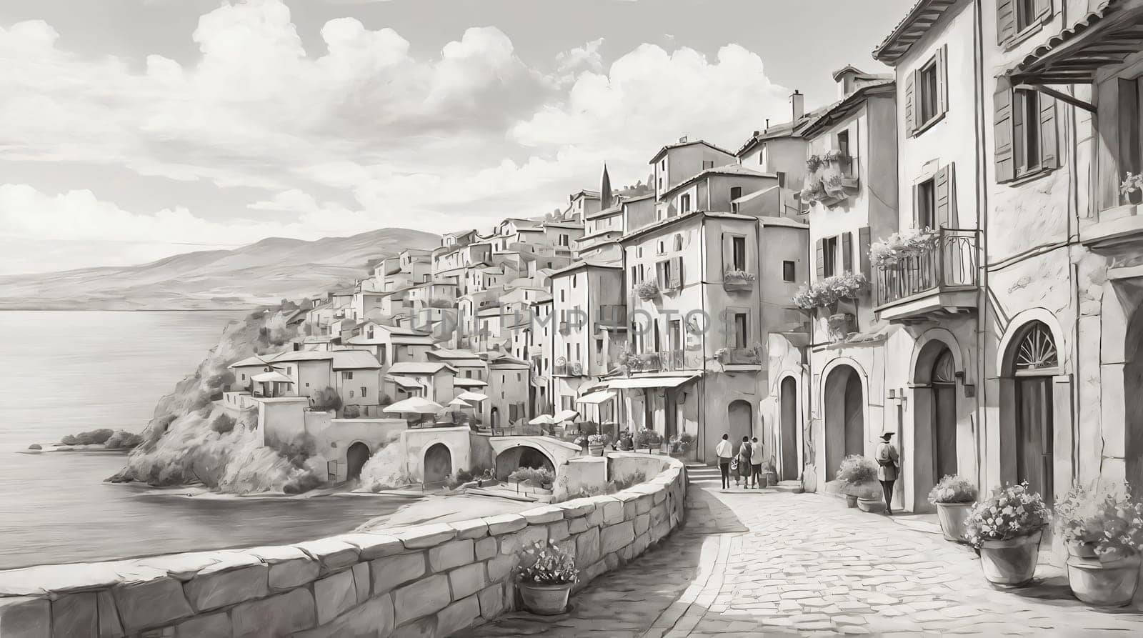 pencil sketch hand drawn beautiful landscape for card, and content creation by antoksena