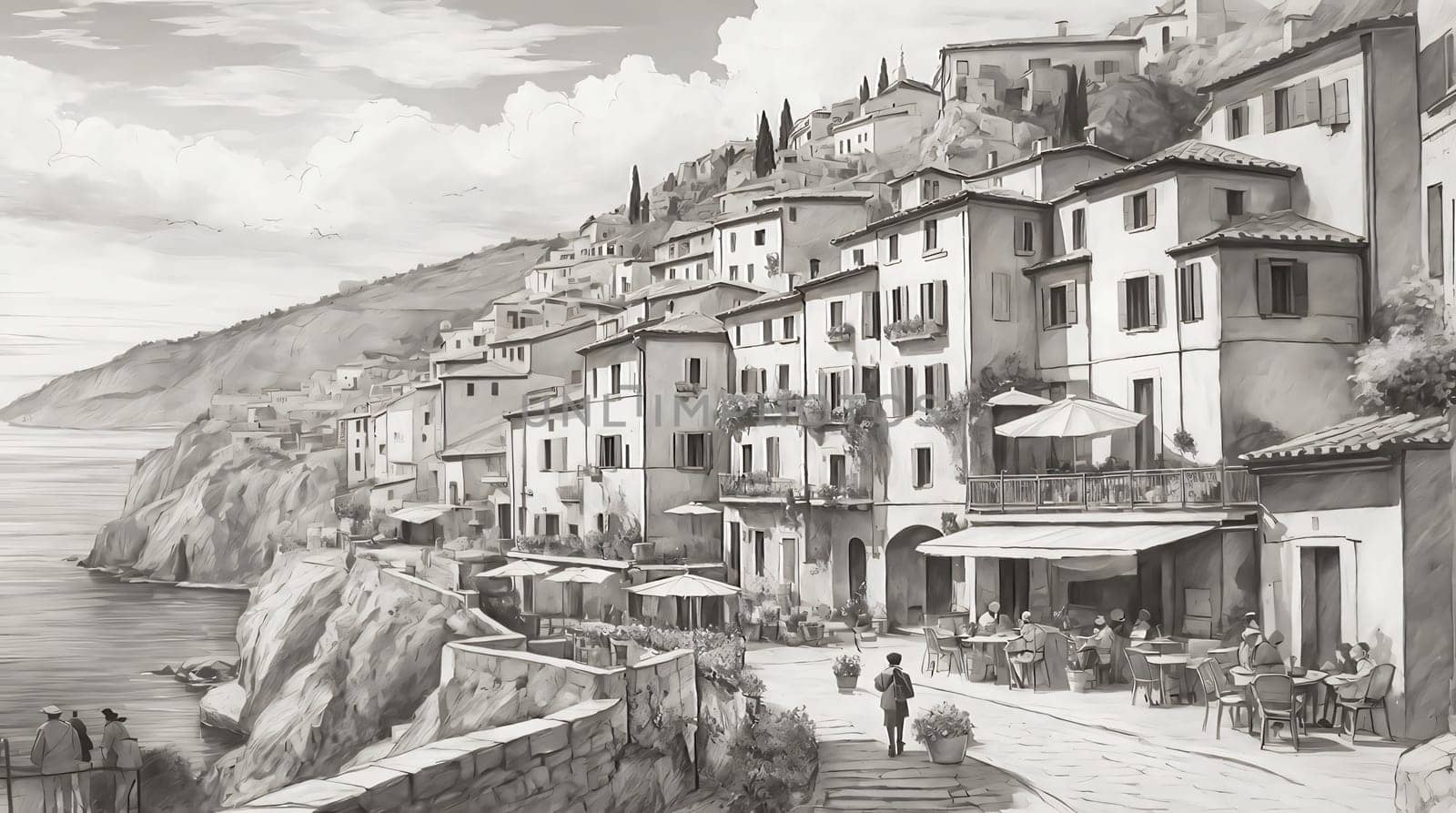 pencil sketch hand drawn beautiful landscape for card, and content creation by antoksena