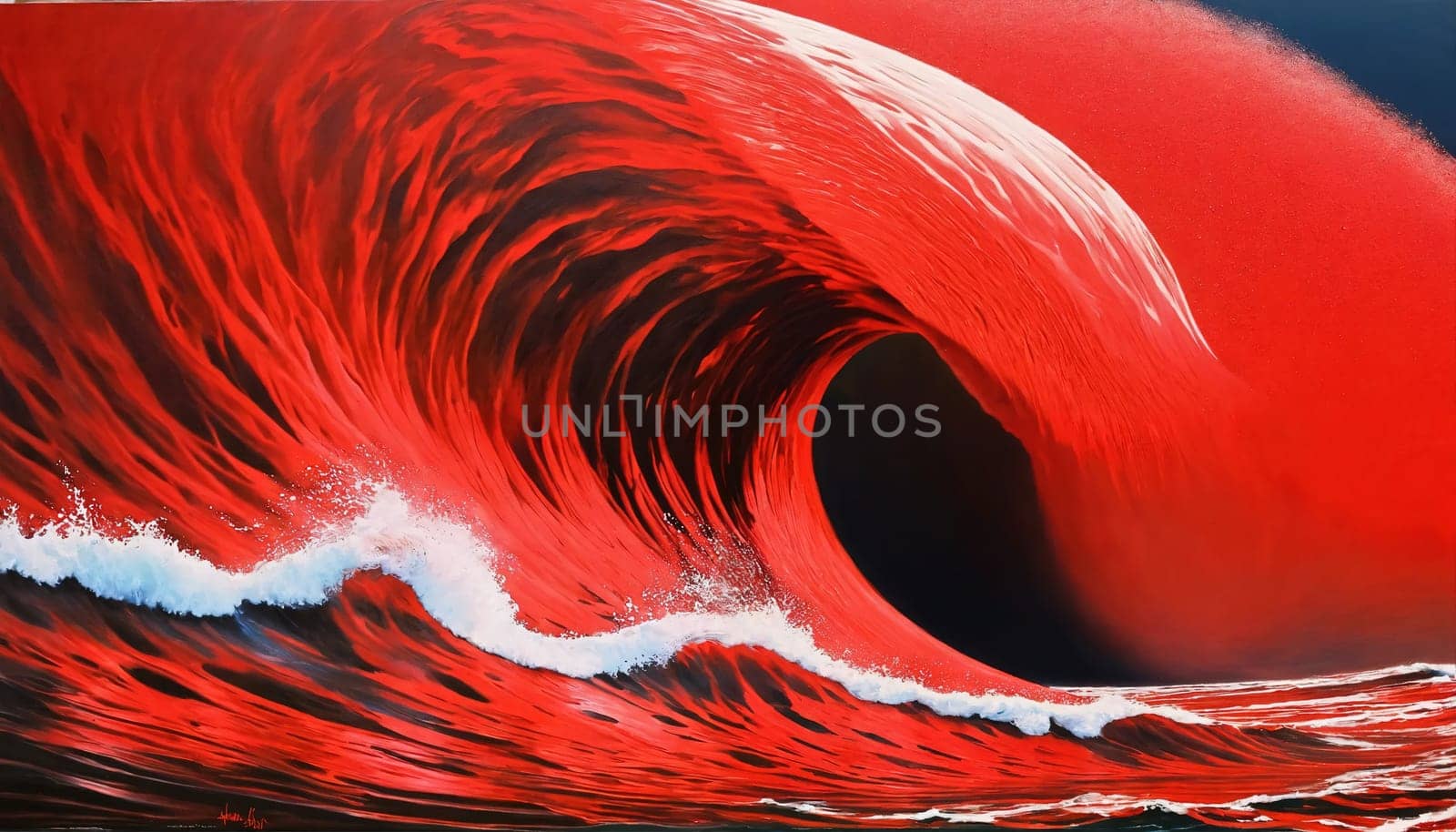 Red wave. Abstraction. Generative AI. High quality photo