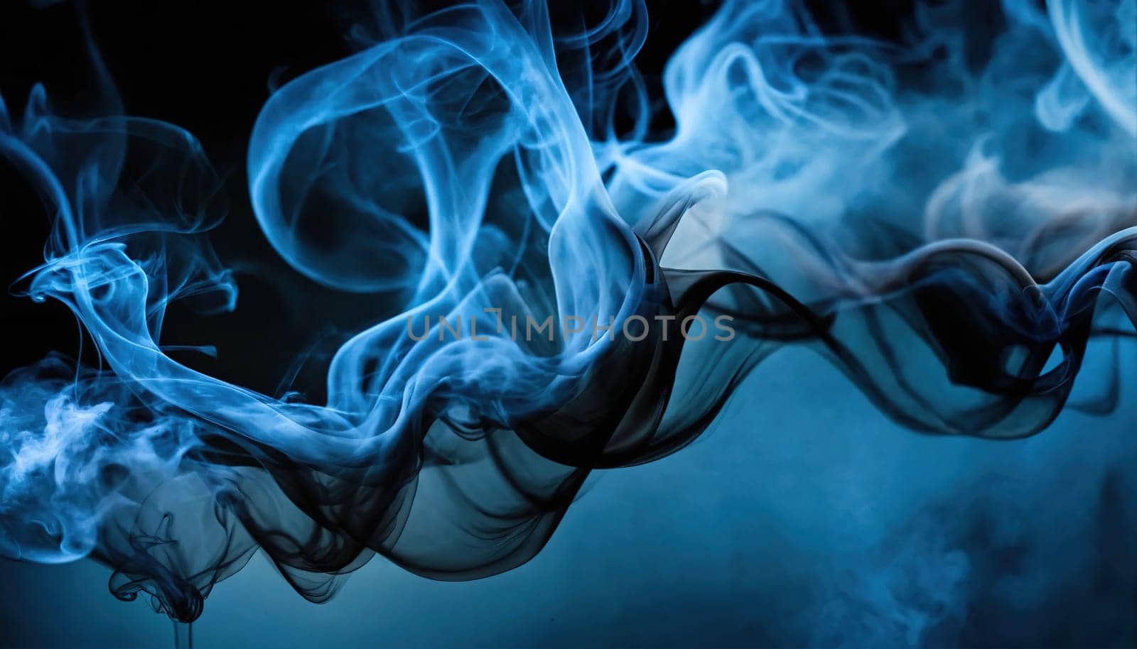Blue wave of smoke. Abstraction. Generative AI by gordiza