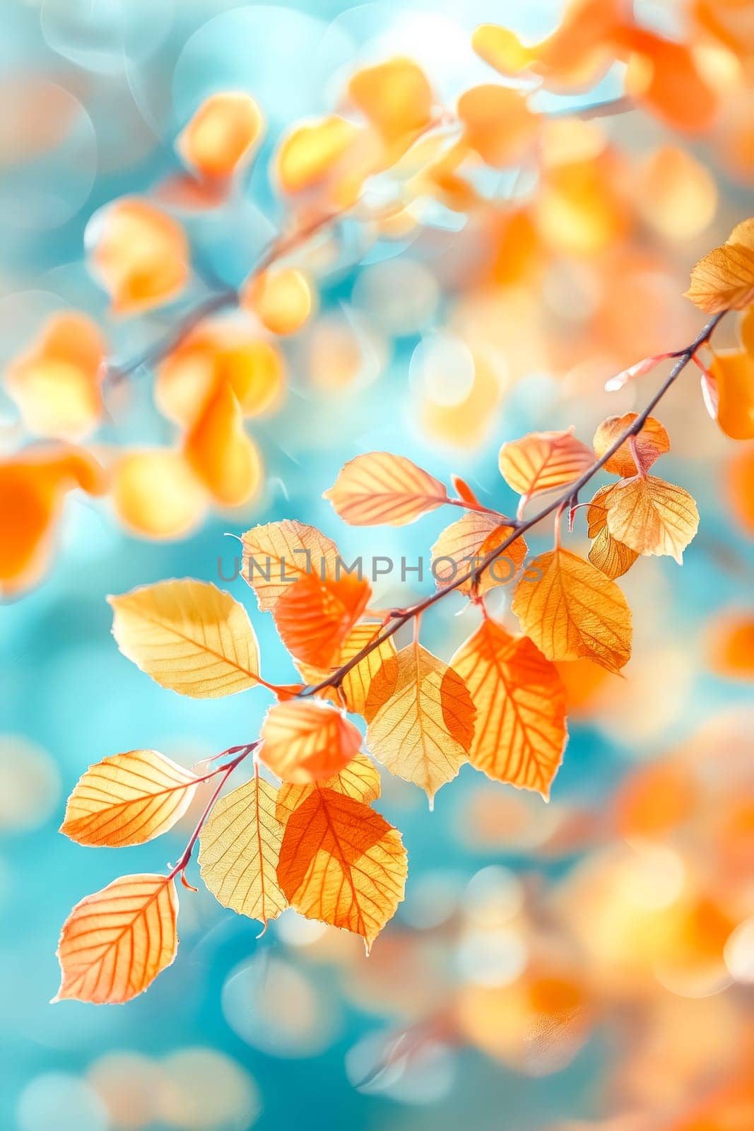 A branch with leaves on it is shown in a blue and orange color. Generative AI