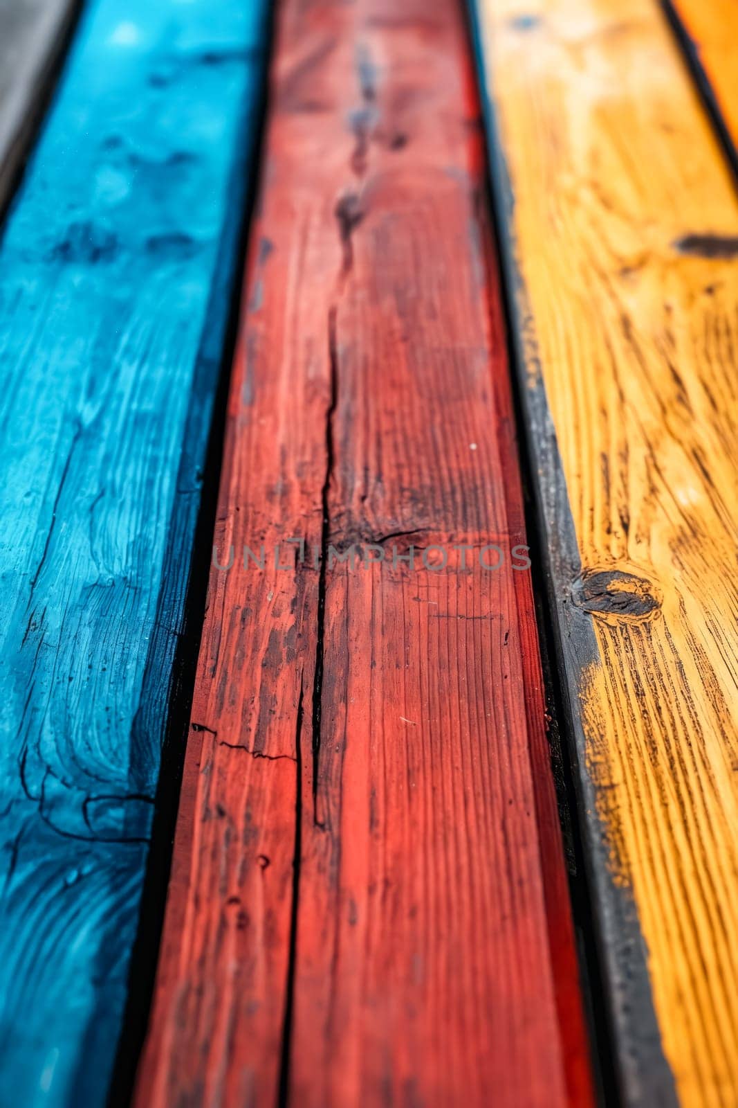 A photo of a wooden board with a rainbow of colors. The board is made of wood and has a unique and colorful appearance. Generative AI