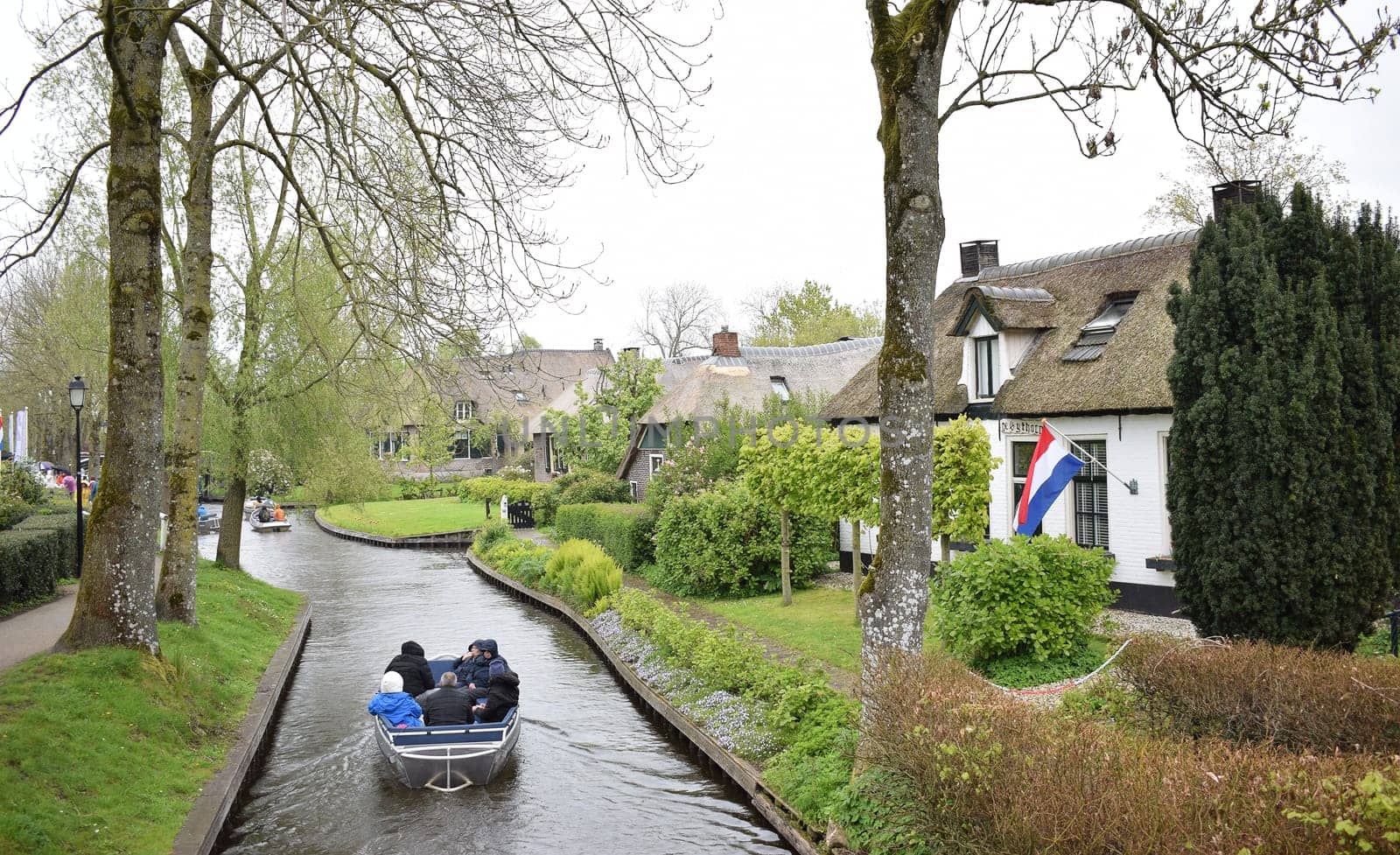 GIETHOORN, NATHERLANDS, April, 27, 2024, Beautiful village much loved by tourists. High quality photo