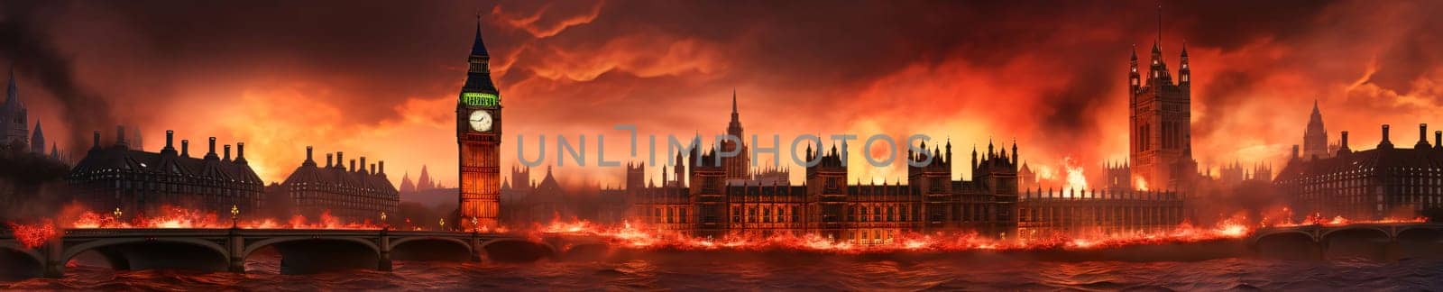 Banner: Big Ben and Houses of Parliament in London at sunset, United Kingdom