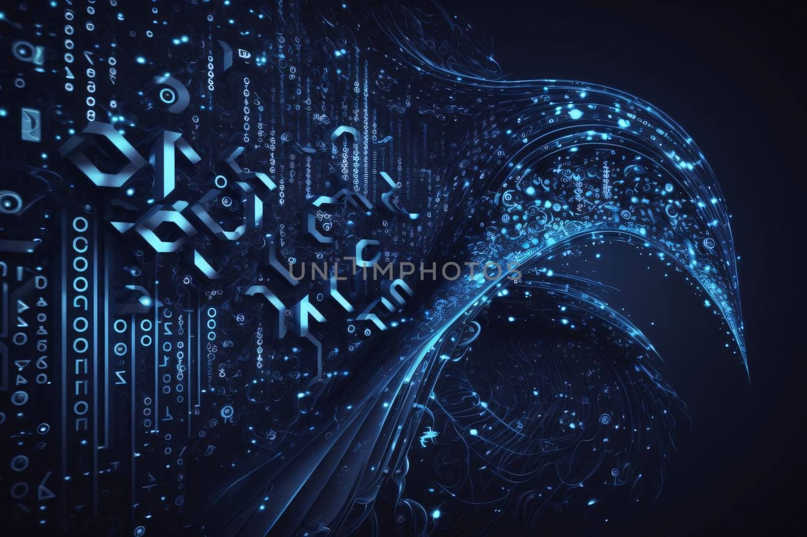 Abstract technology background with circuit board, blue toned. Vector illustration by ThemesS