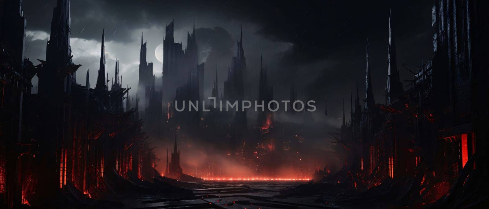 Fantasy landscape of a spooky halloween spooky city by ThemesS