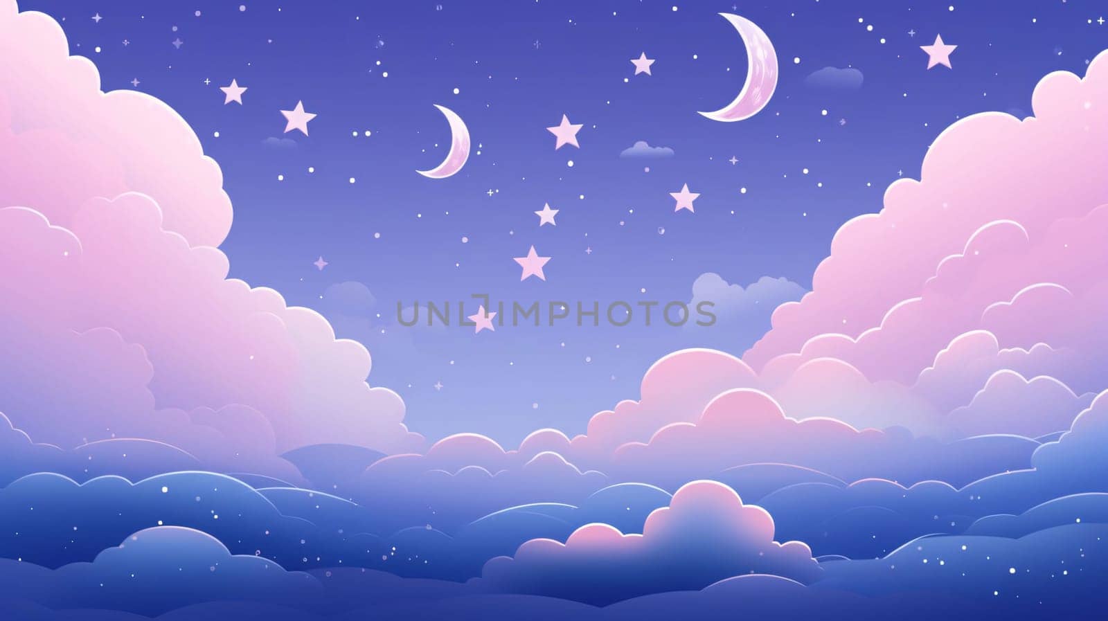 Banner: Night sky with clouds and stars background. Vector illustration. Eps 10