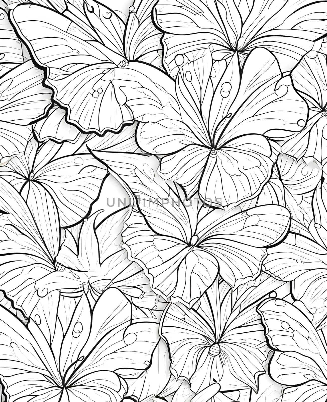 Seamless pattern with butterflies. Black and white vector illustration. by ThemesS