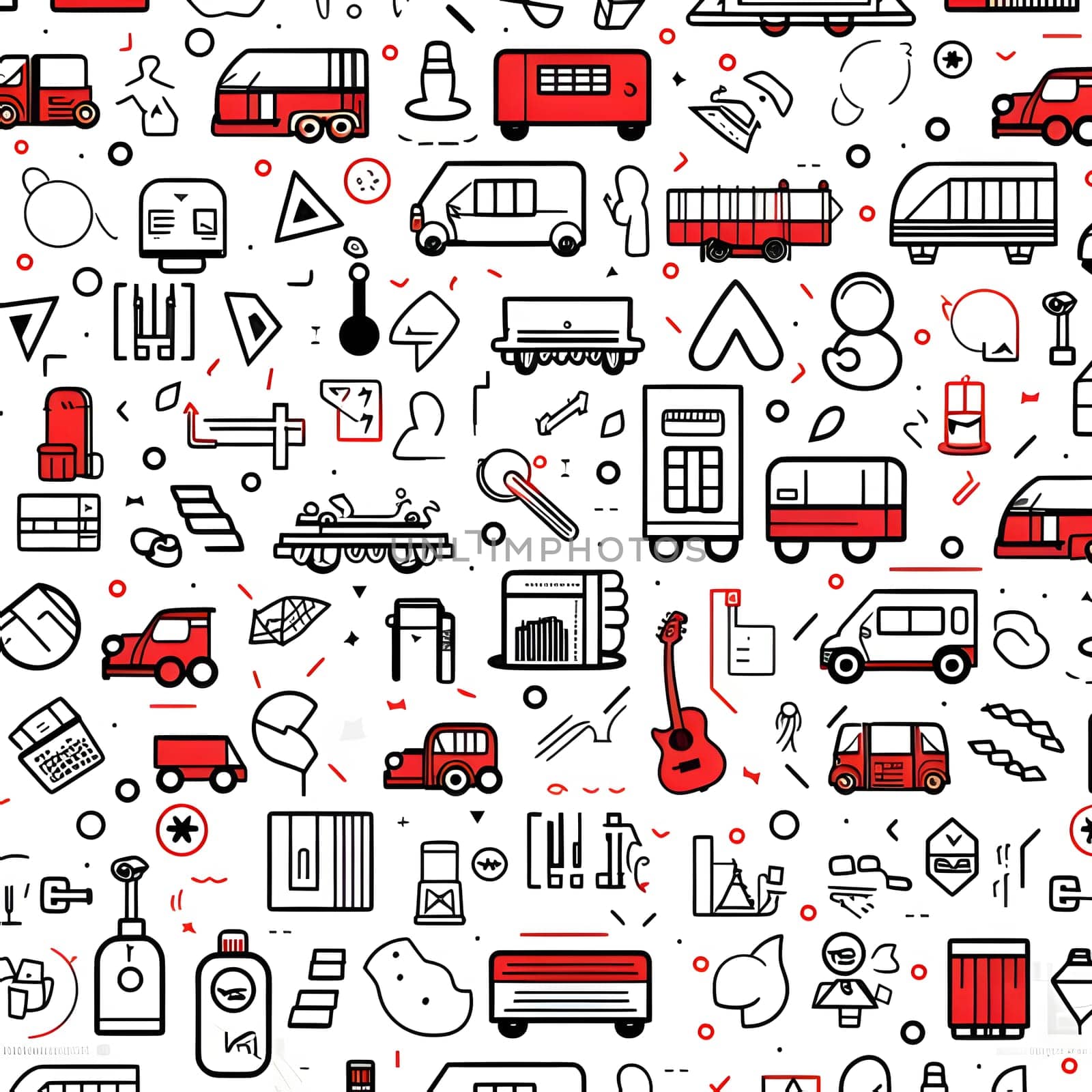 Vector seamless pattern with hand drawn transport icons. Line art design. by ThemesS