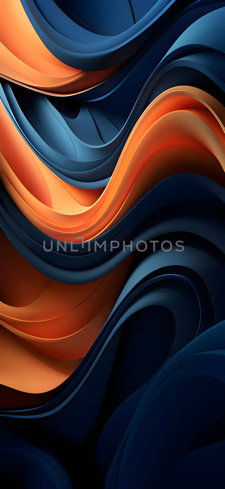 3d rendering abstract background with smooth wavy lines in black and orange colors by ThemesS