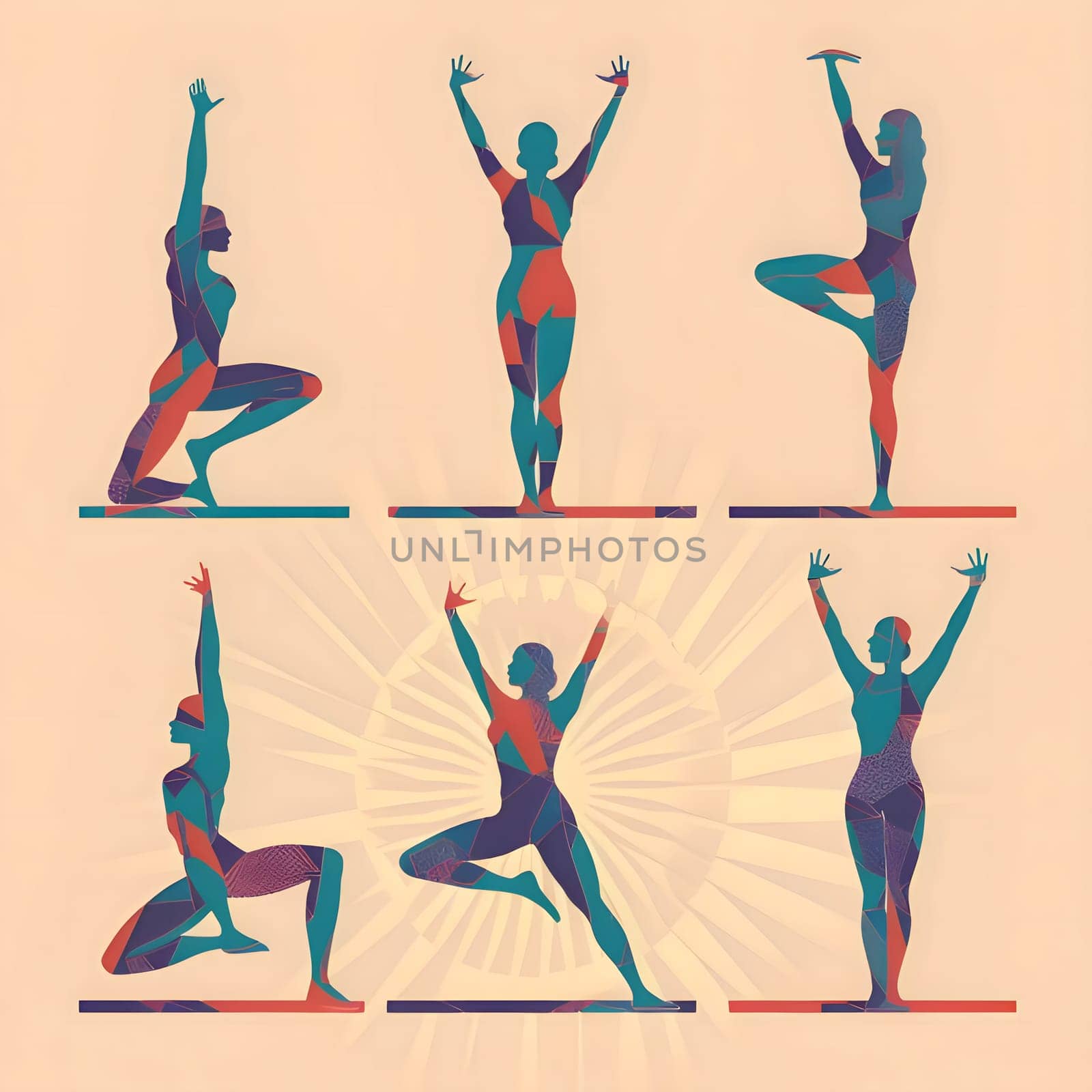 Set of yoga poses. Silhouettes of women in different yoga poses. Vector illustration. by ThemesS