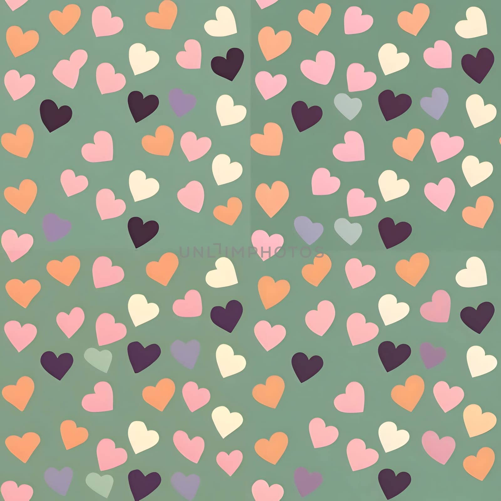 Patterns and banners backgrounds: Seamless pattern with hearts on a green background. Vector illustration.