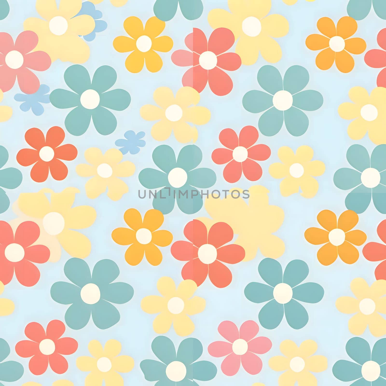 Seamless pattern with flowers on blue background. Vector illustration. by ThemesS