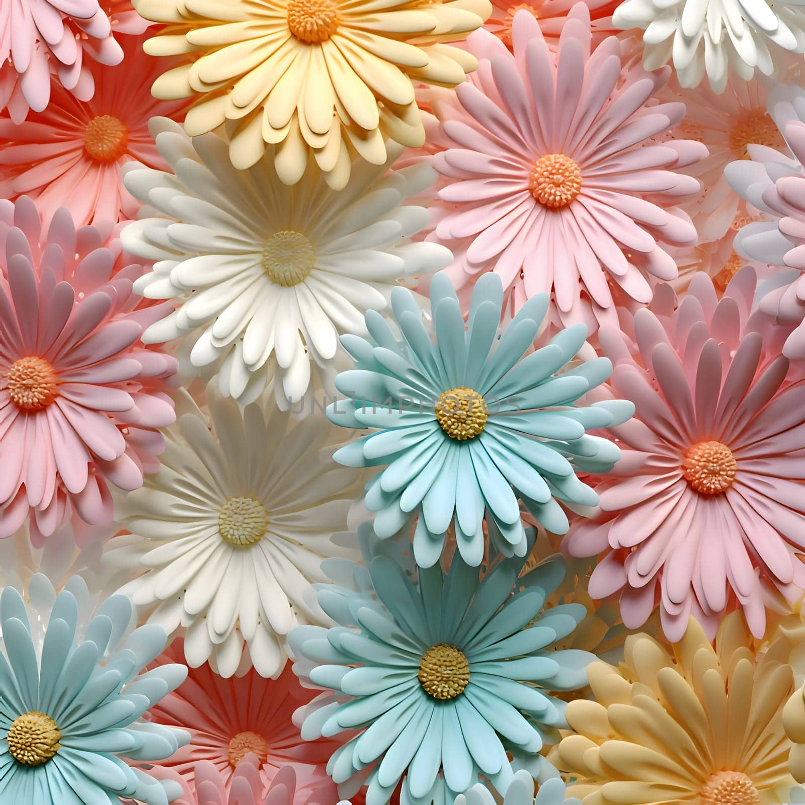 Colorful daisies background. Seamless floral pattern. by ThemesS
