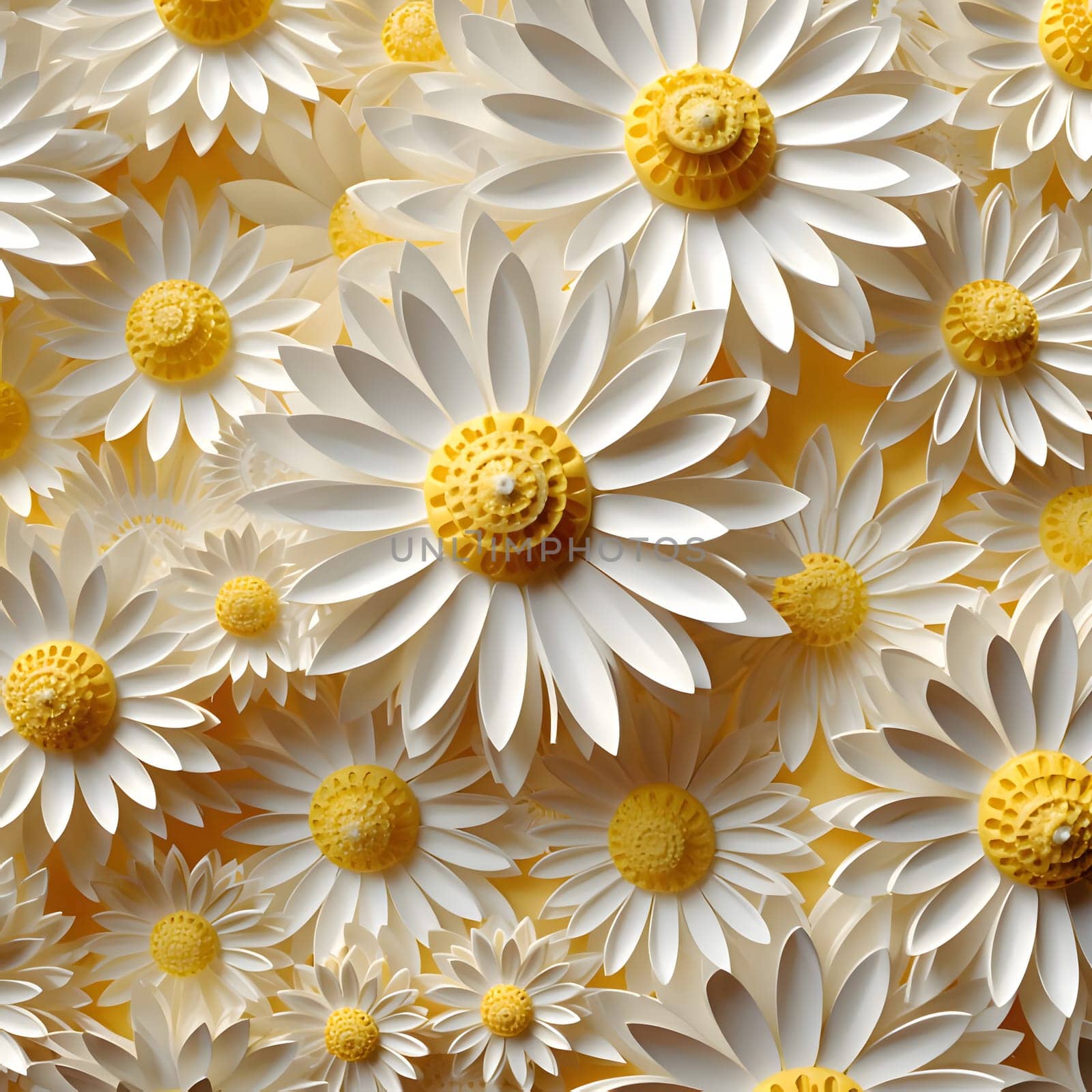 Seamless pattern of white daisies on a yellow background by ThemesS