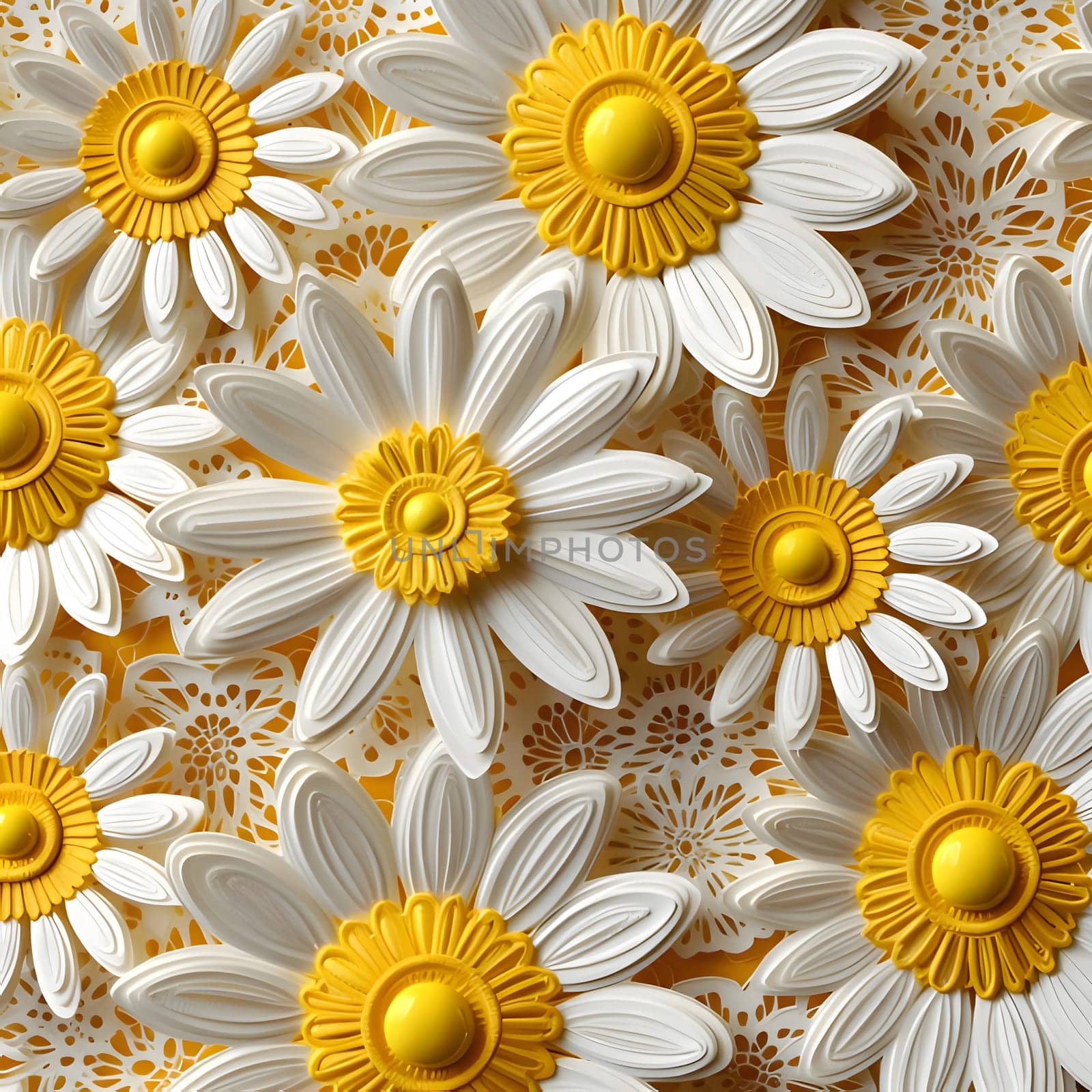 Seamless pattern with chamomile flowers and pearls by ThemesS