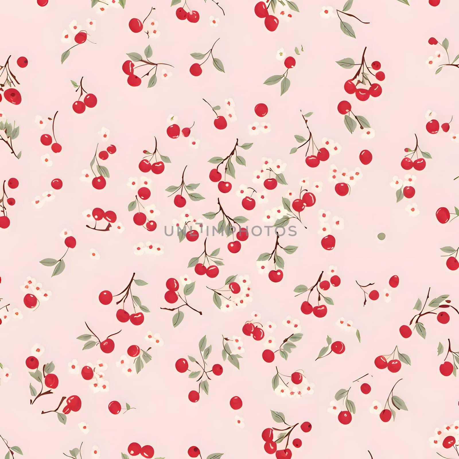 Seamless pattern with cherries and berries. Vector illustration. by ThemesS