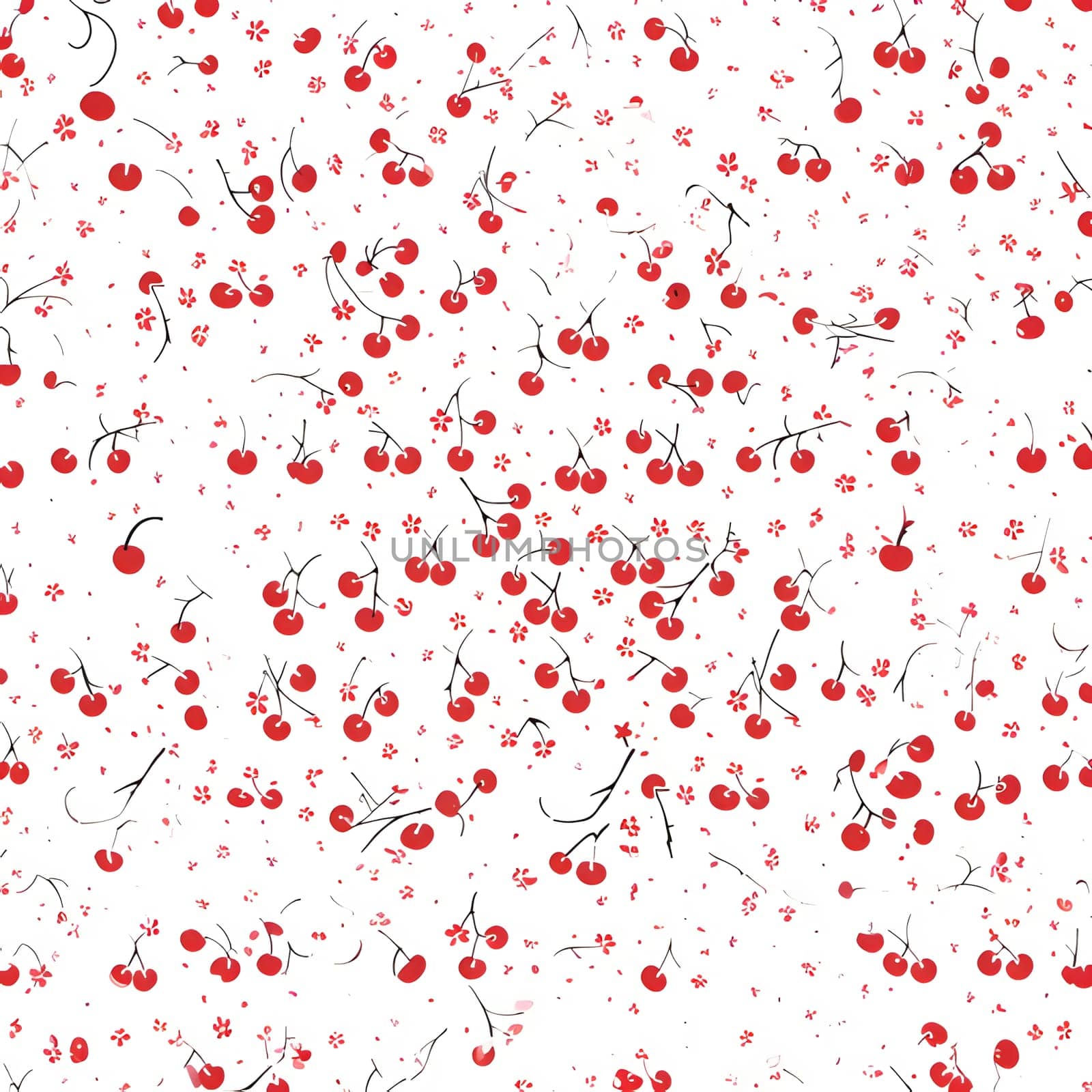 Seamless pattern with red berries on white background. Vector illustration. by ThemesS
