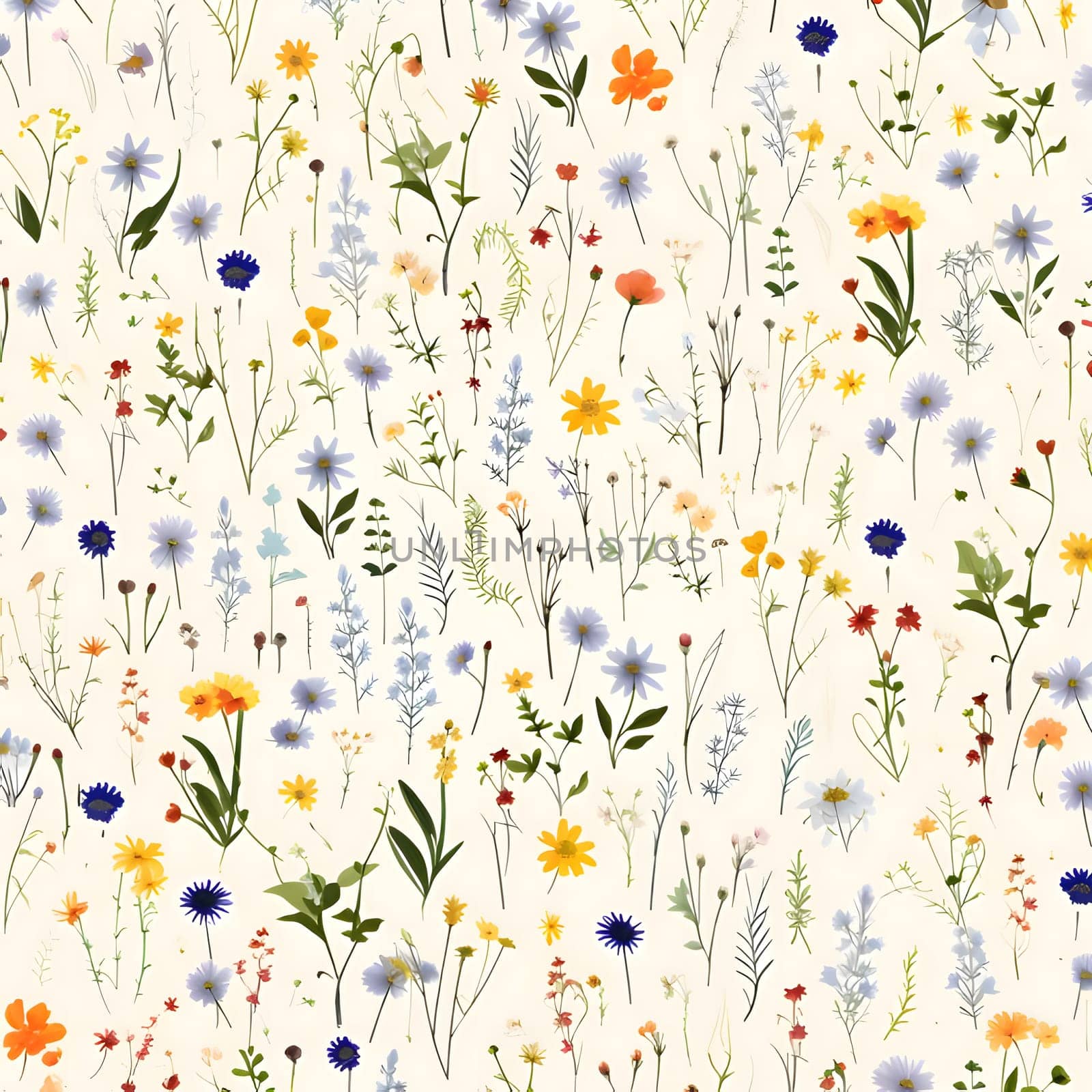 Patterns and banners backgrounds: Seamless pattern with cornflowers and wildflowers.