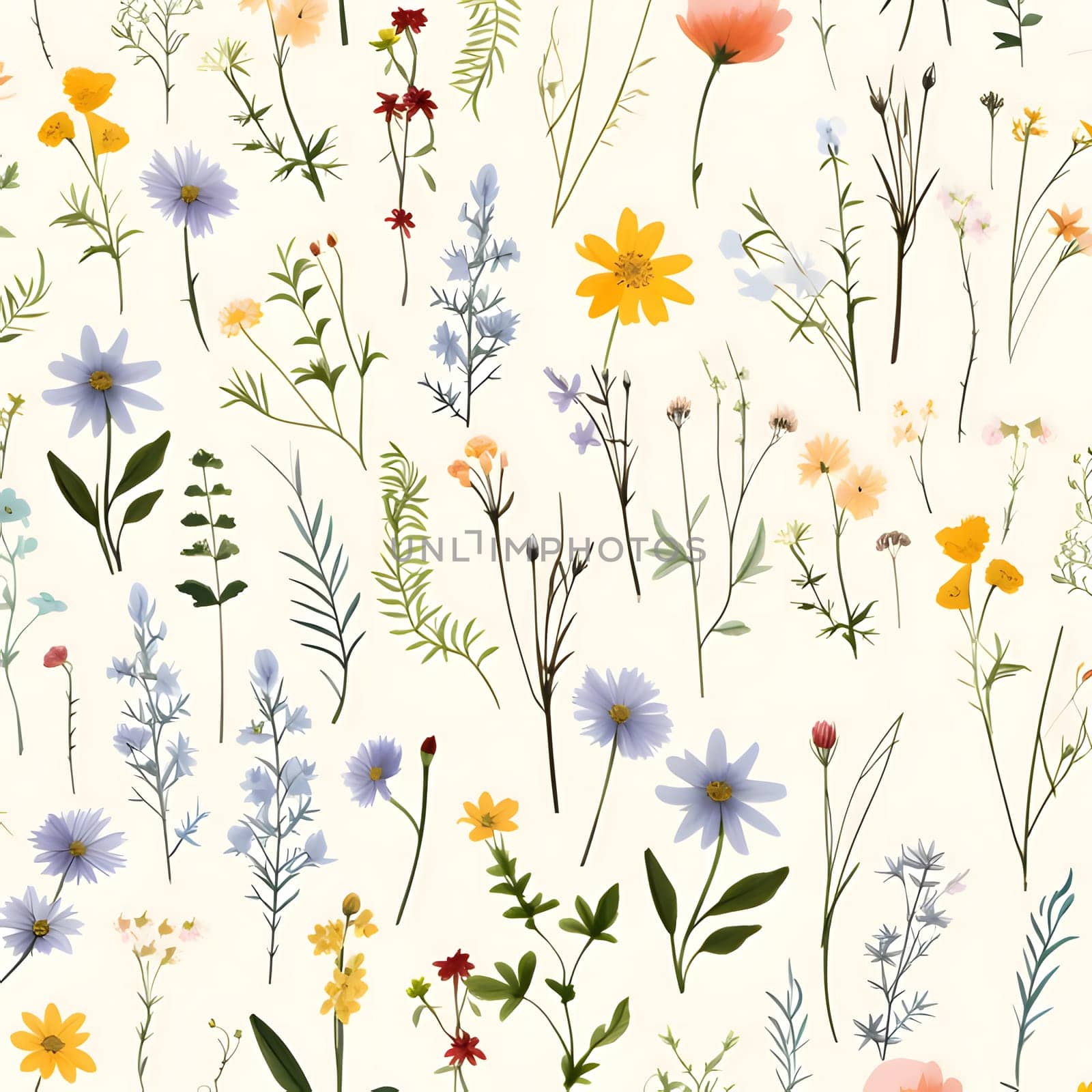 Patterns and banners backgrounds: Seamless pattern with wildflowers. Hand drawn vector illustration.